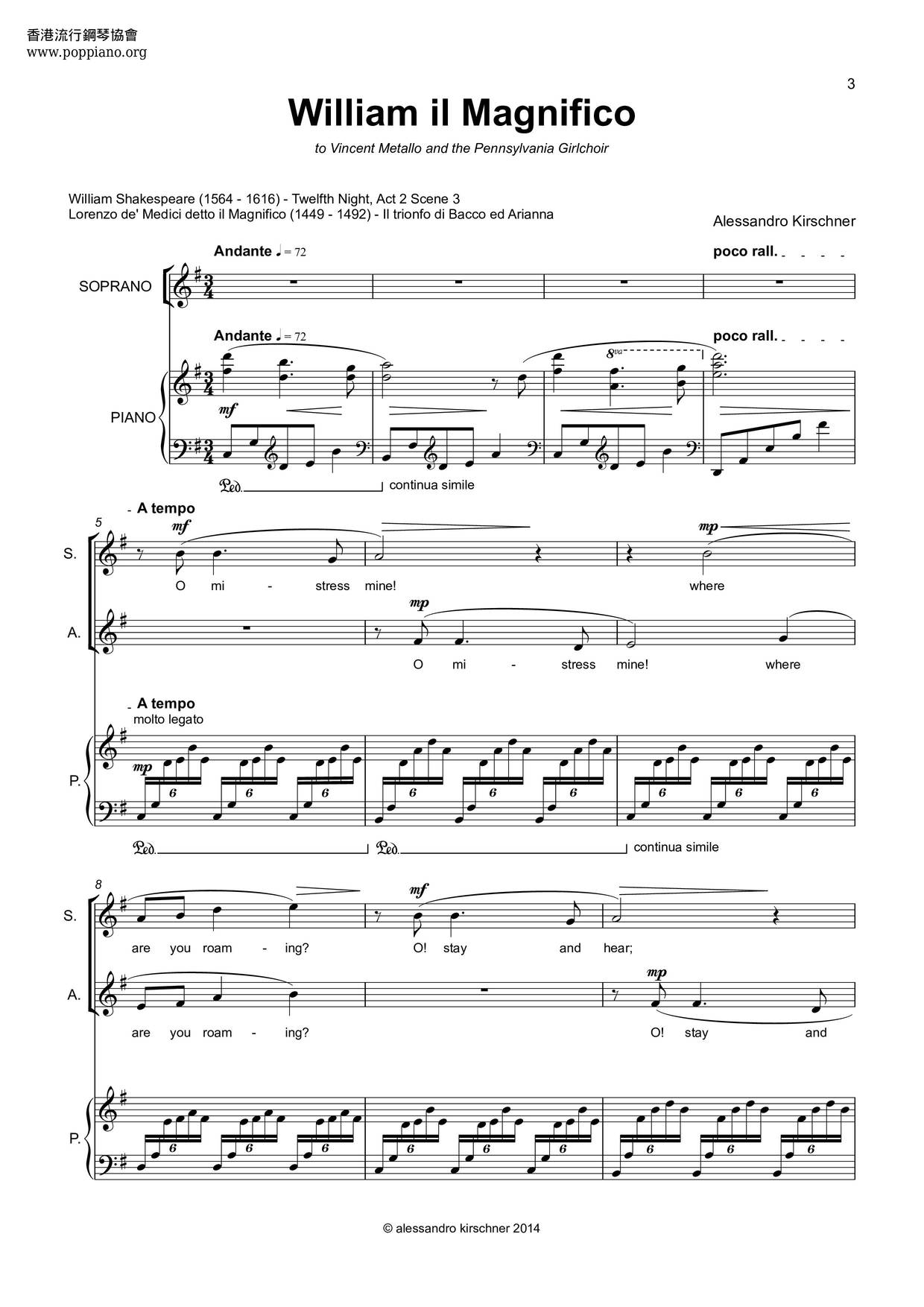 William il Magnifico Score