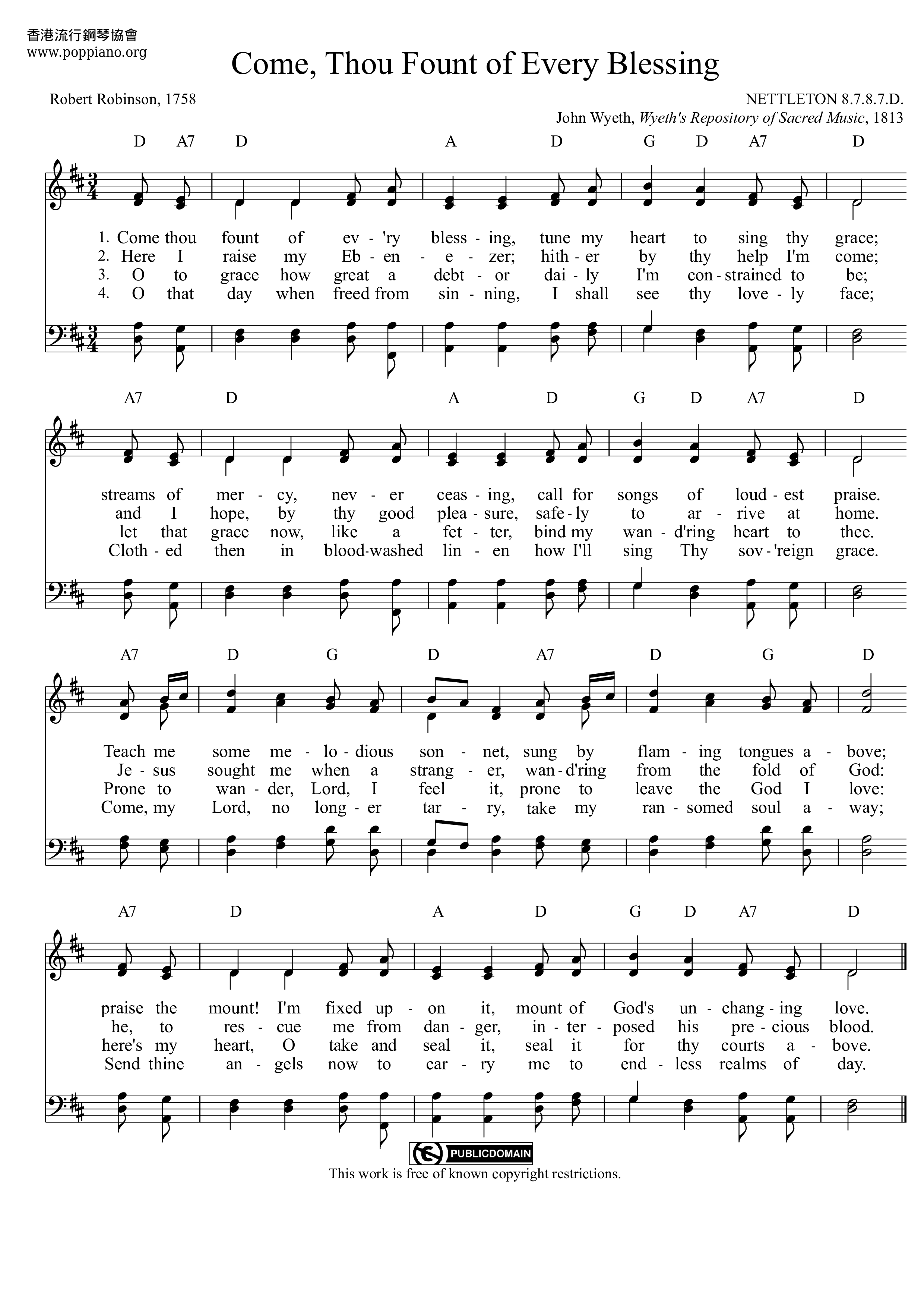 Come, Thou Fount Of Every Blessing Score