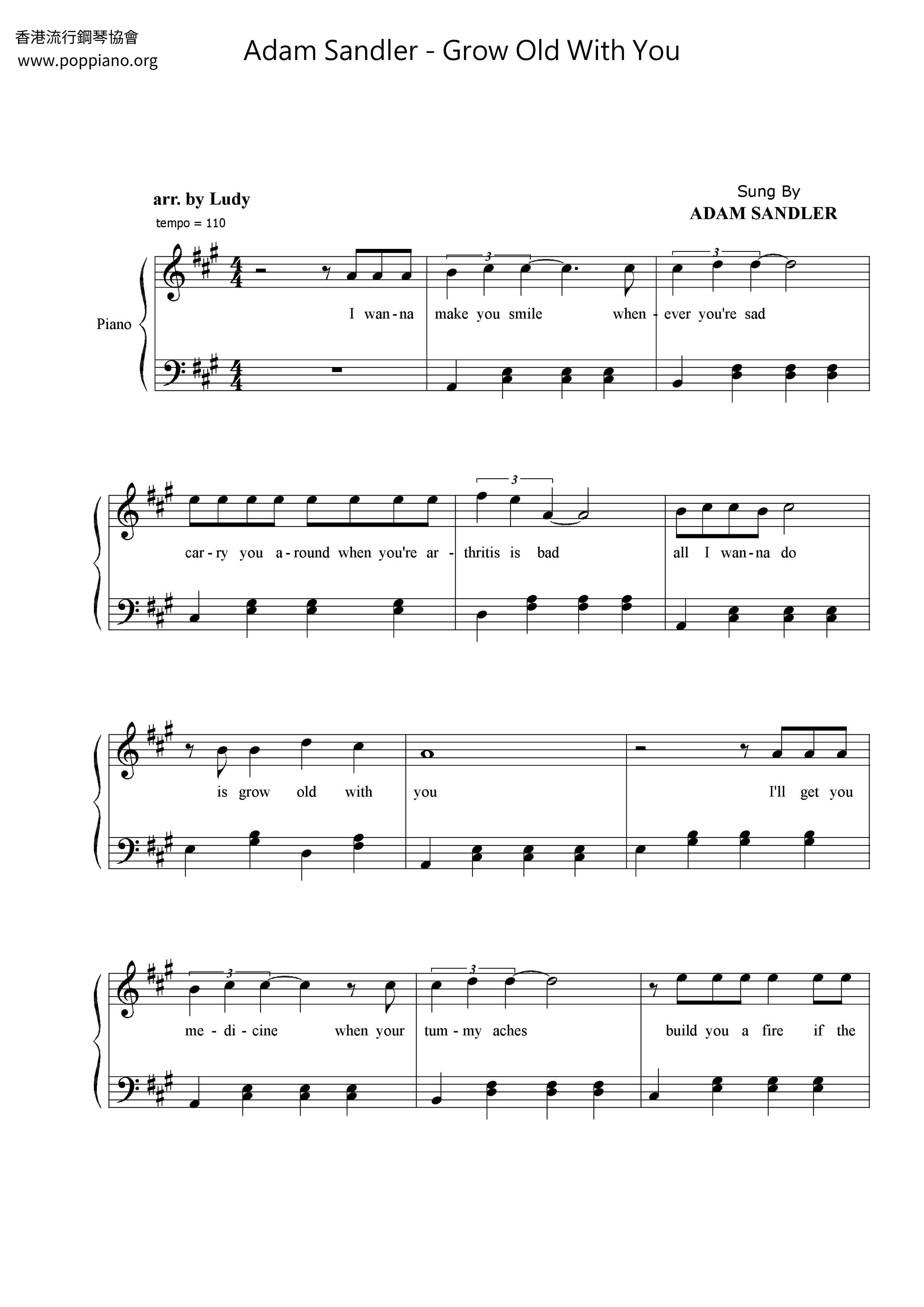 Grow Old With You Score