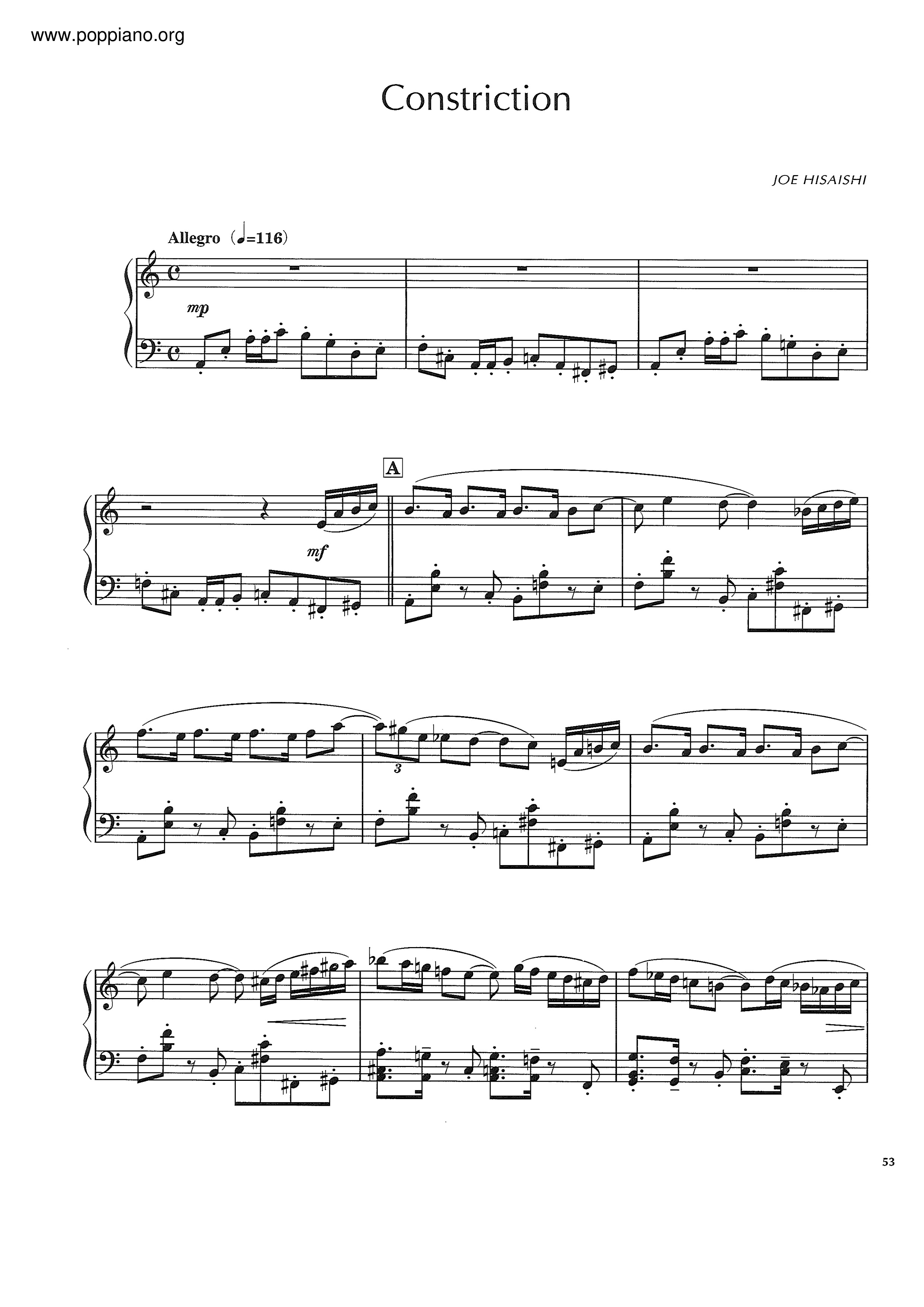 Constrictionピアノ譜
