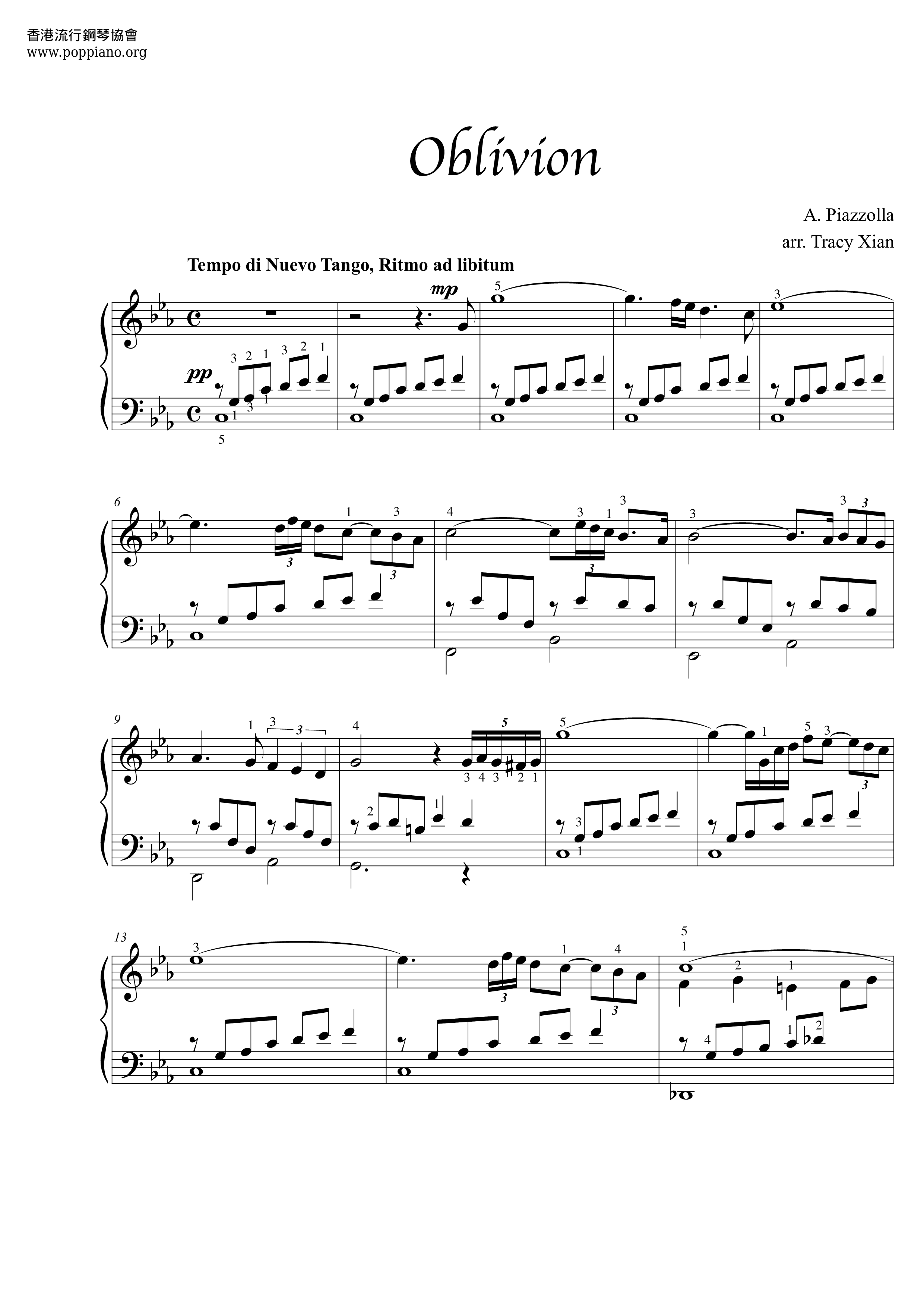 oblivion flute and guitar sheet music