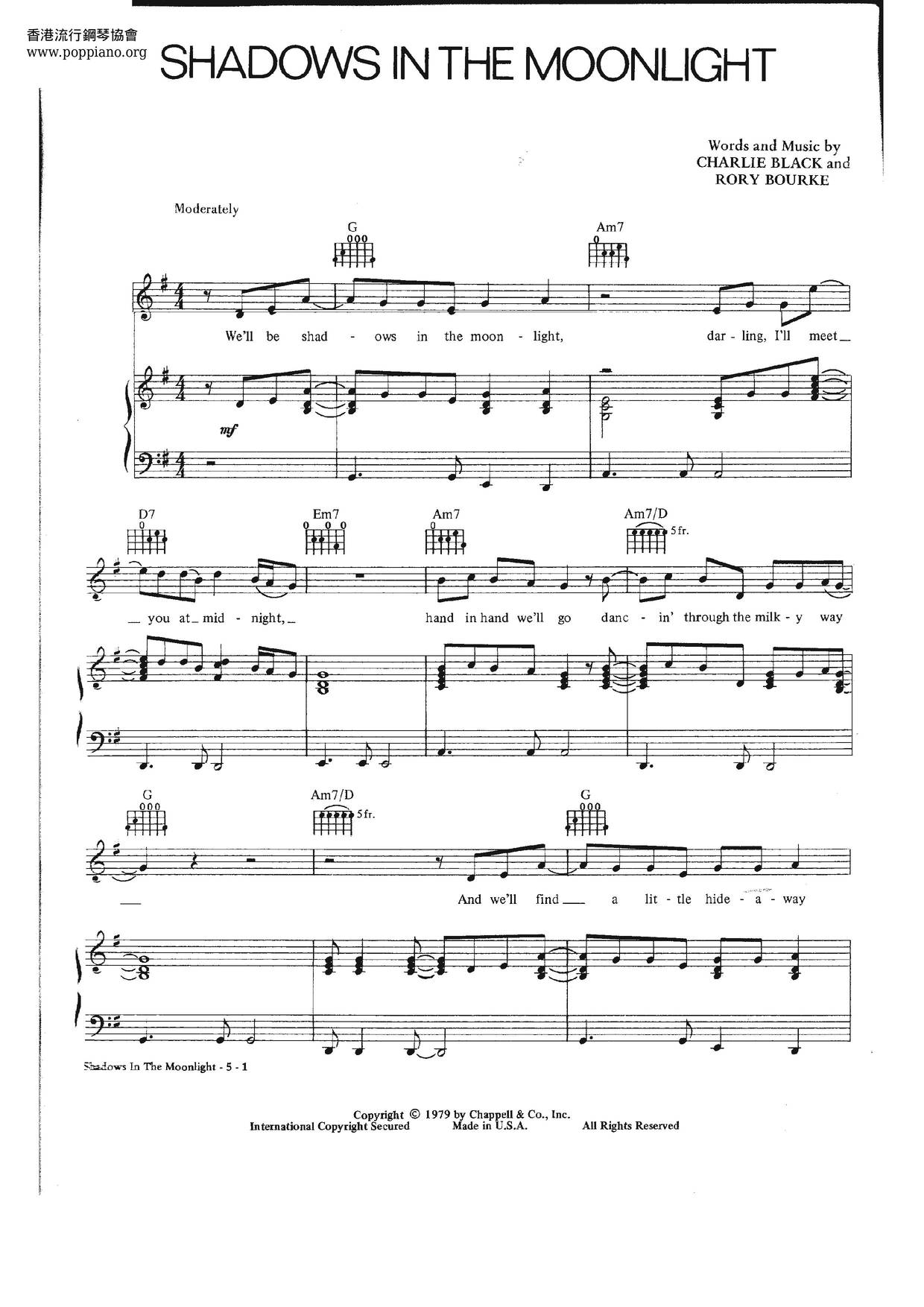 Shadows In The Moonlight Score