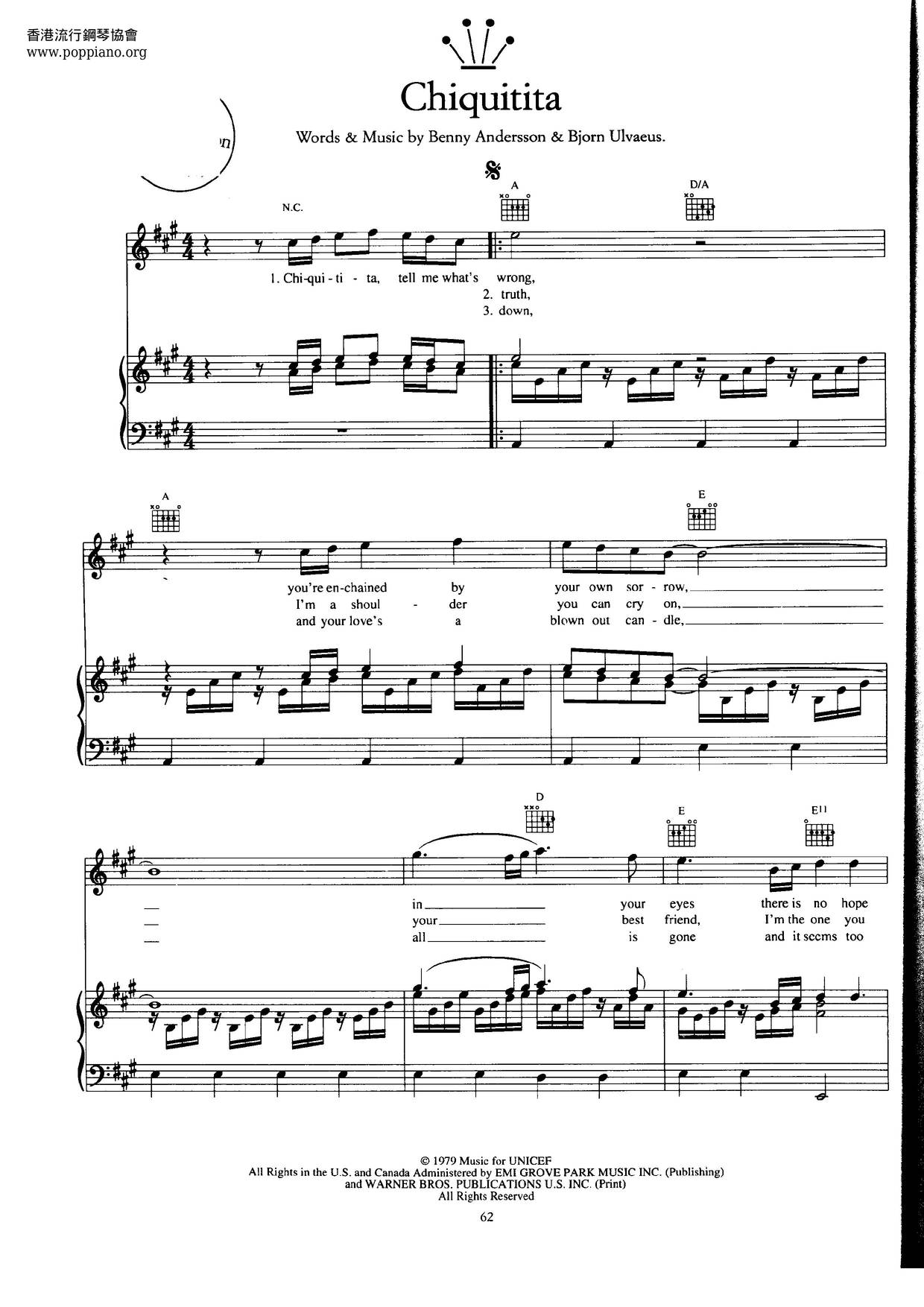 Chiquitita琴譜