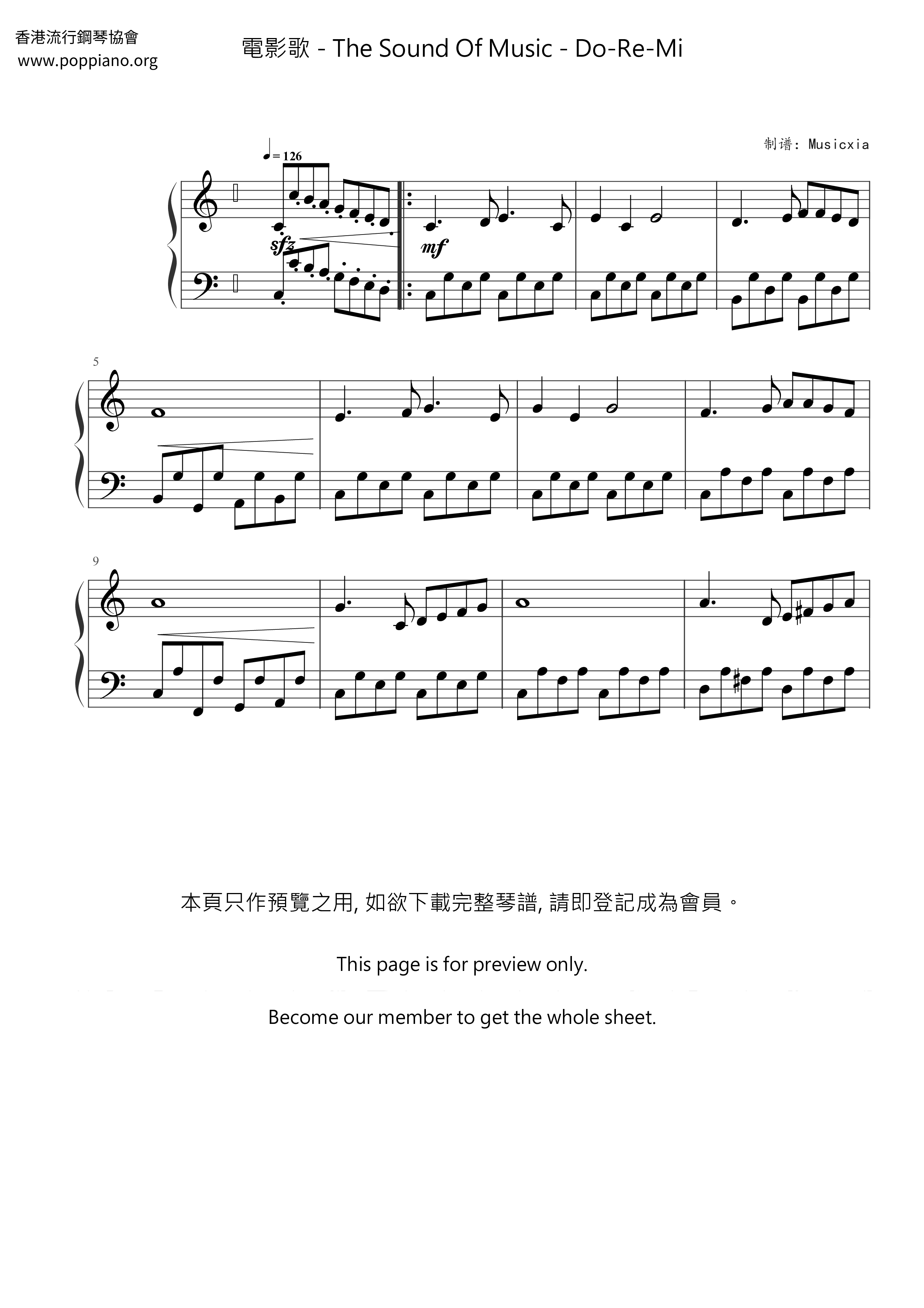 The Sound Of Music - Do-Re-Mi琴譜