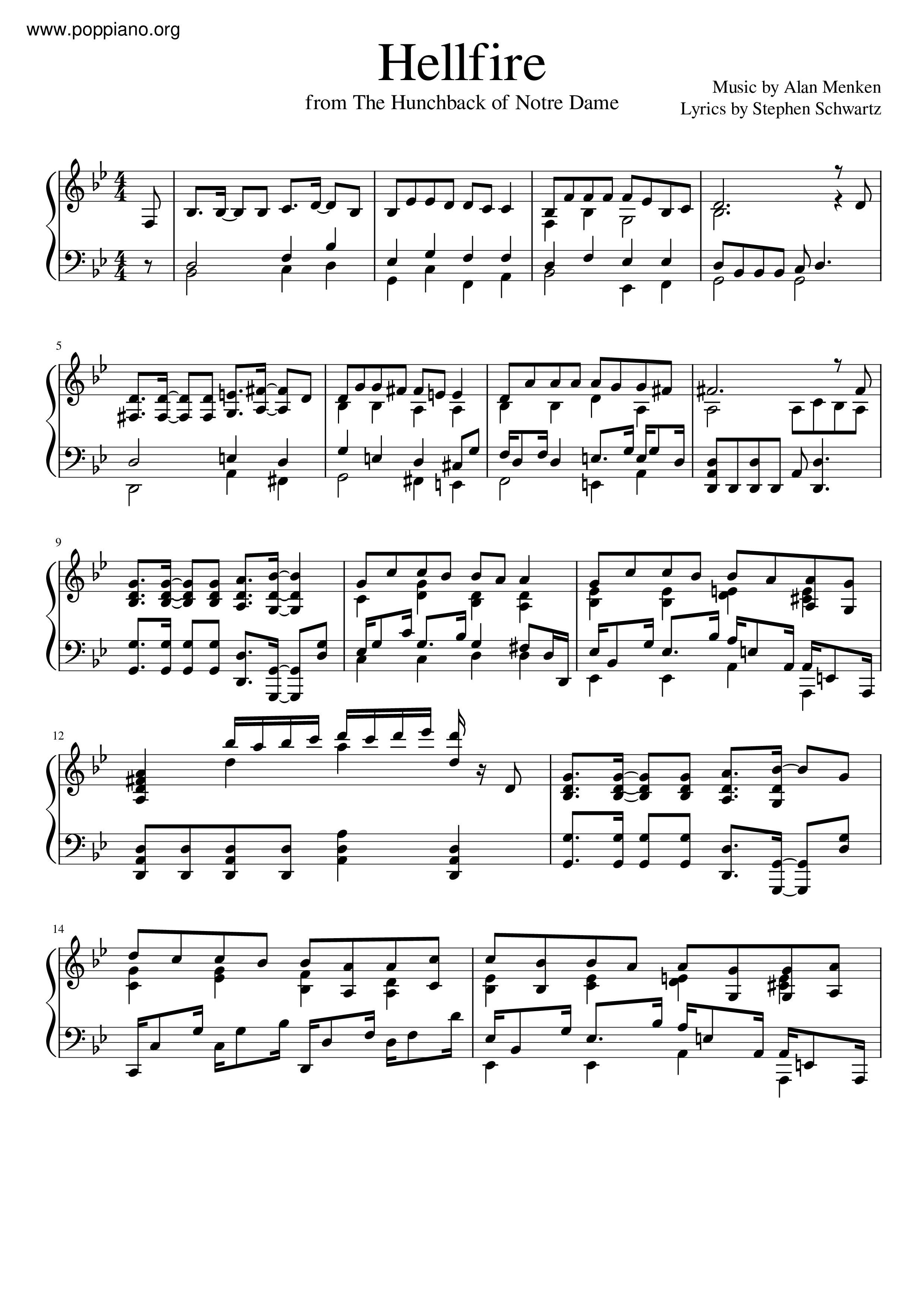 The Hunchback of Notre Dame - Hellfire Score