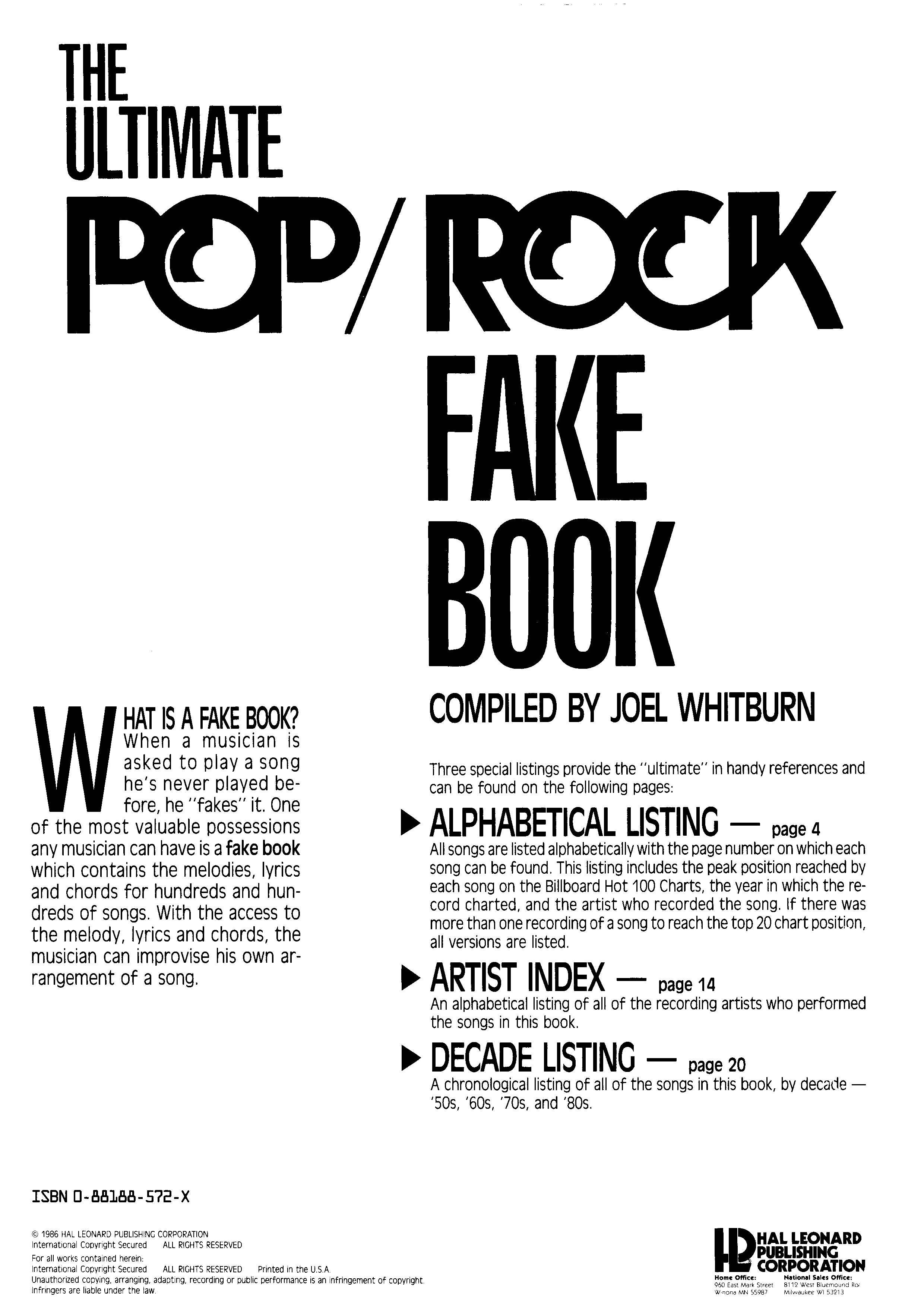The Ultimate Pop/Rock Fake Book 336 Pages琴谱