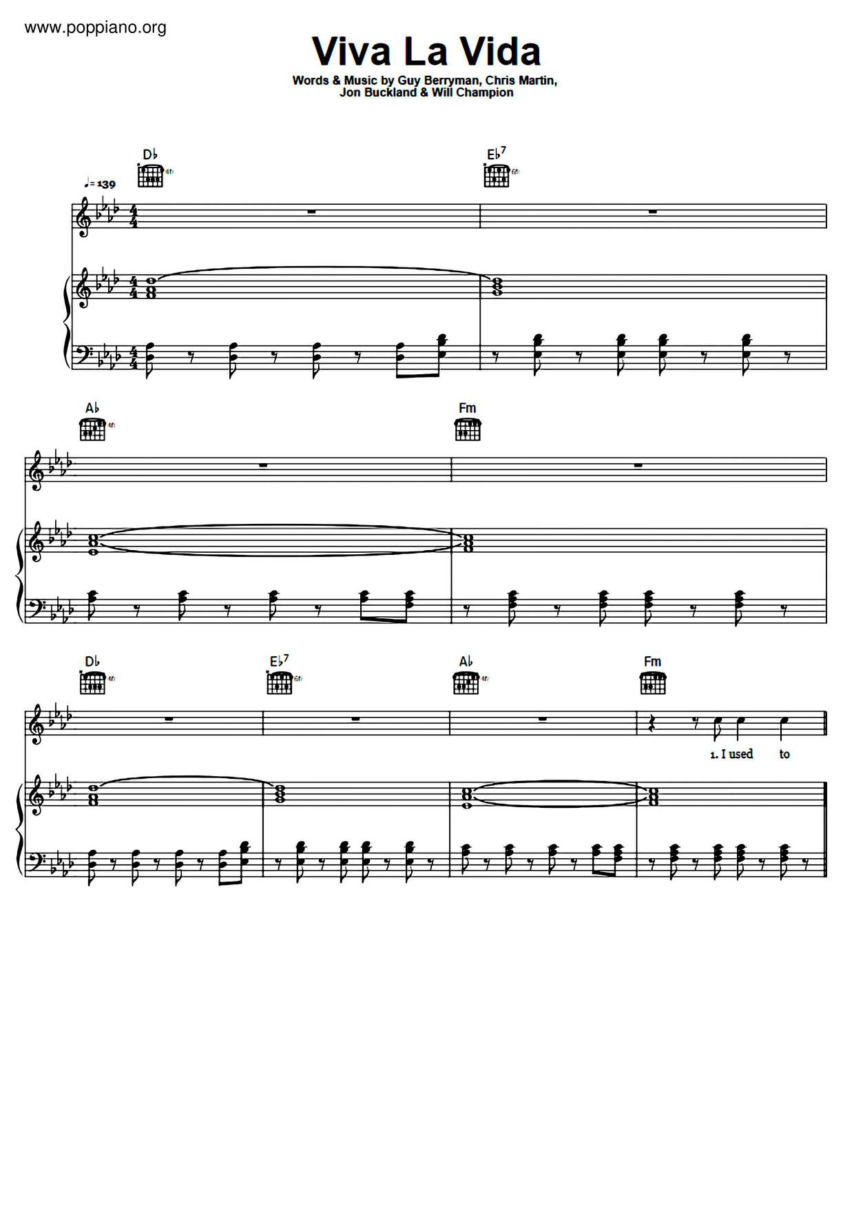 Viva La Vida Score