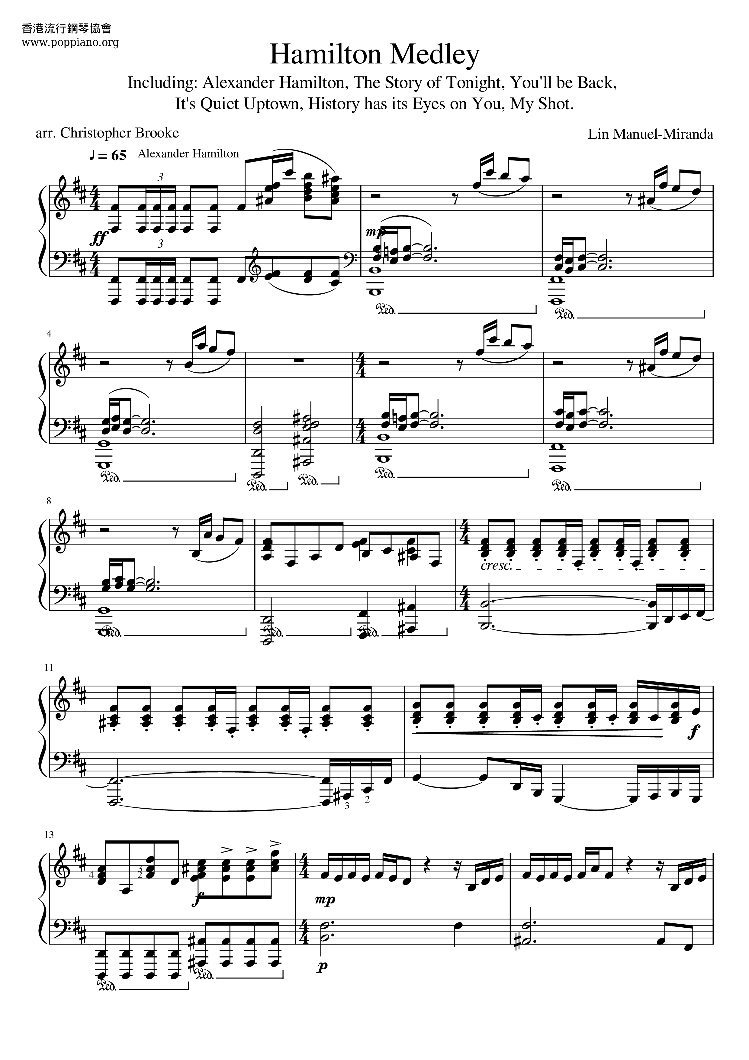 Hamilton Medley琴譜