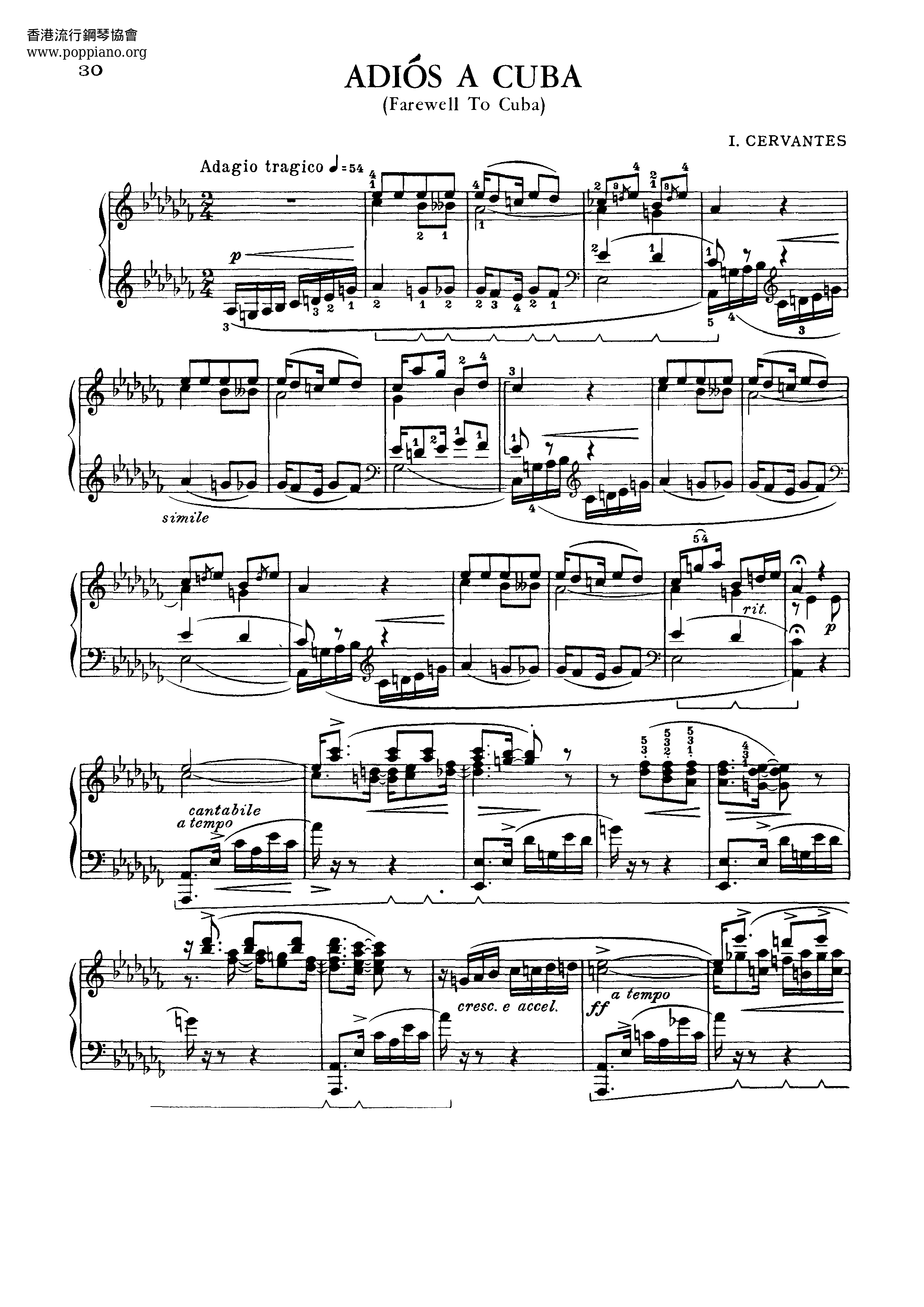 Adios A Cuba Score