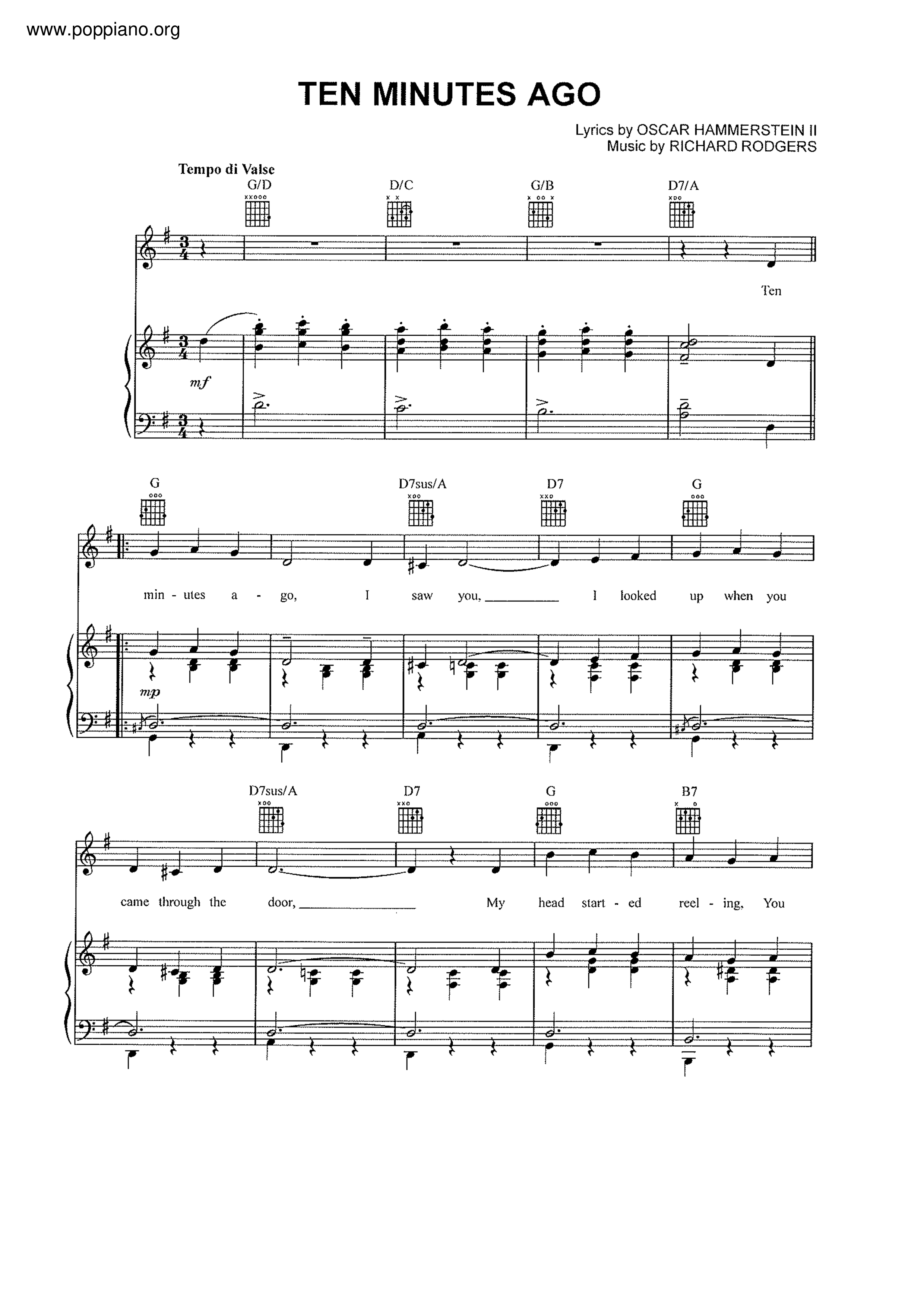 Cinderella - Ten Minutes Agoピアノ譜