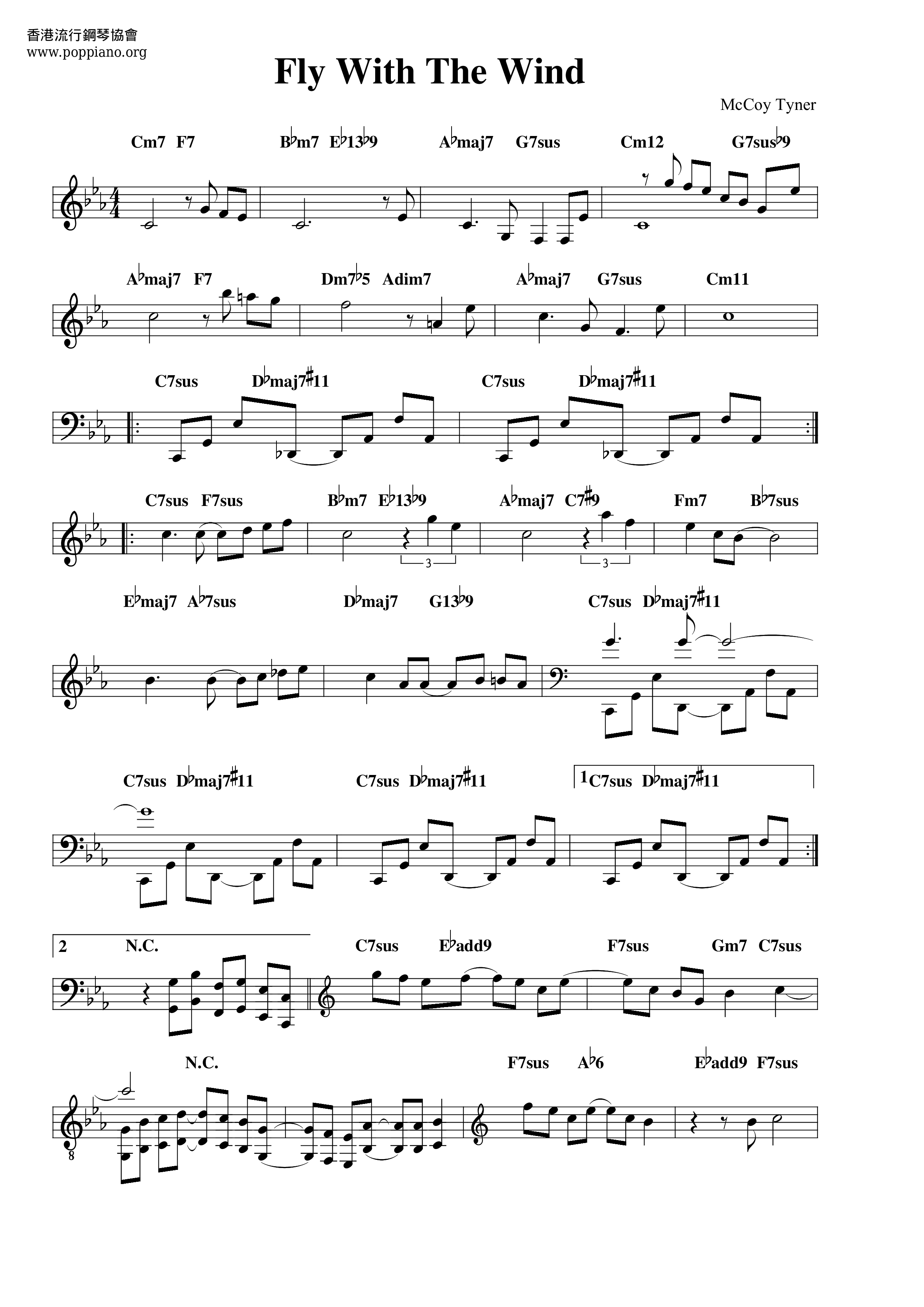 Fly With The Wind Score