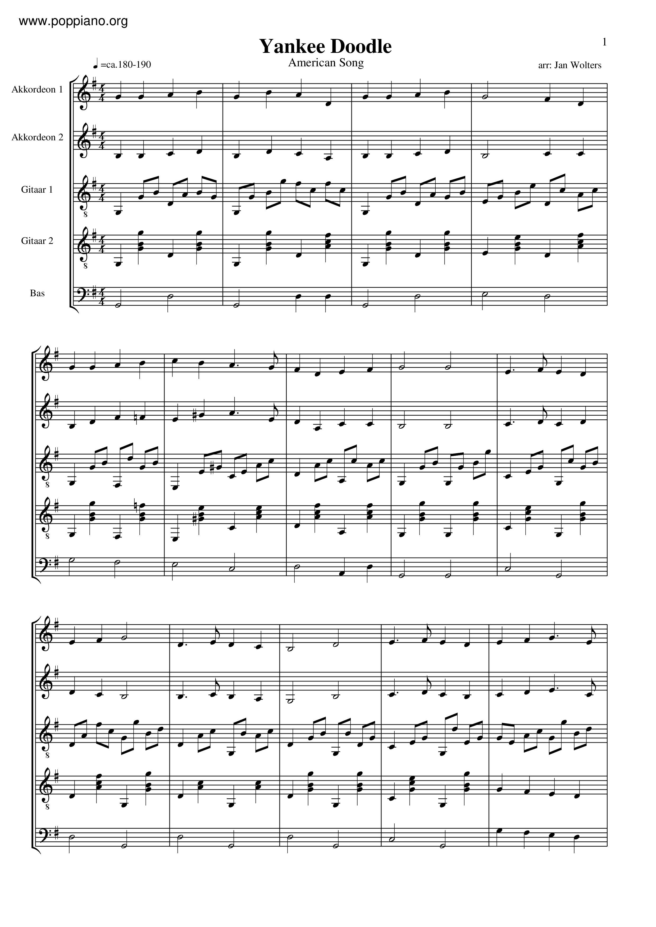Yankee Doodleピアノ譜