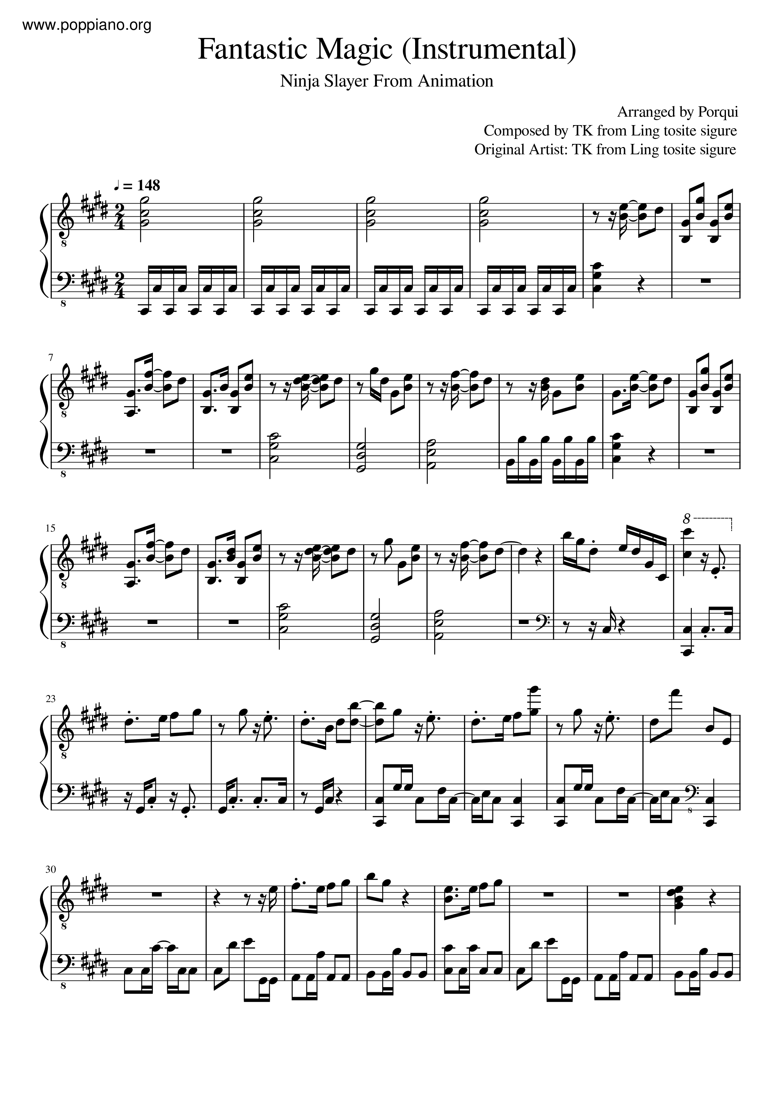 ☆アニメソング - ニンジャスレイヤー 楽谱 ピアノ譜pdf (アニメソング