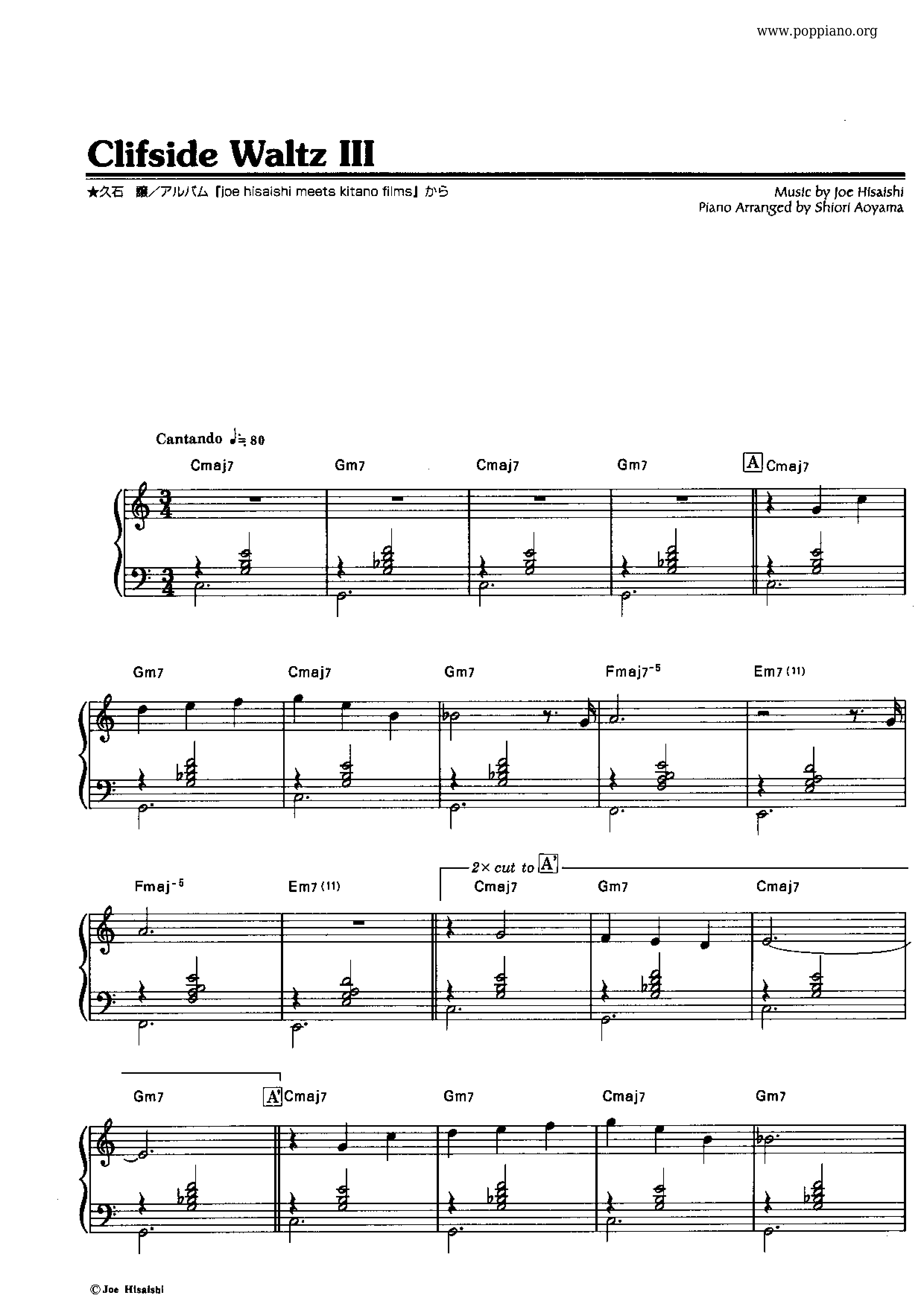 Cliffside Waltz III Score