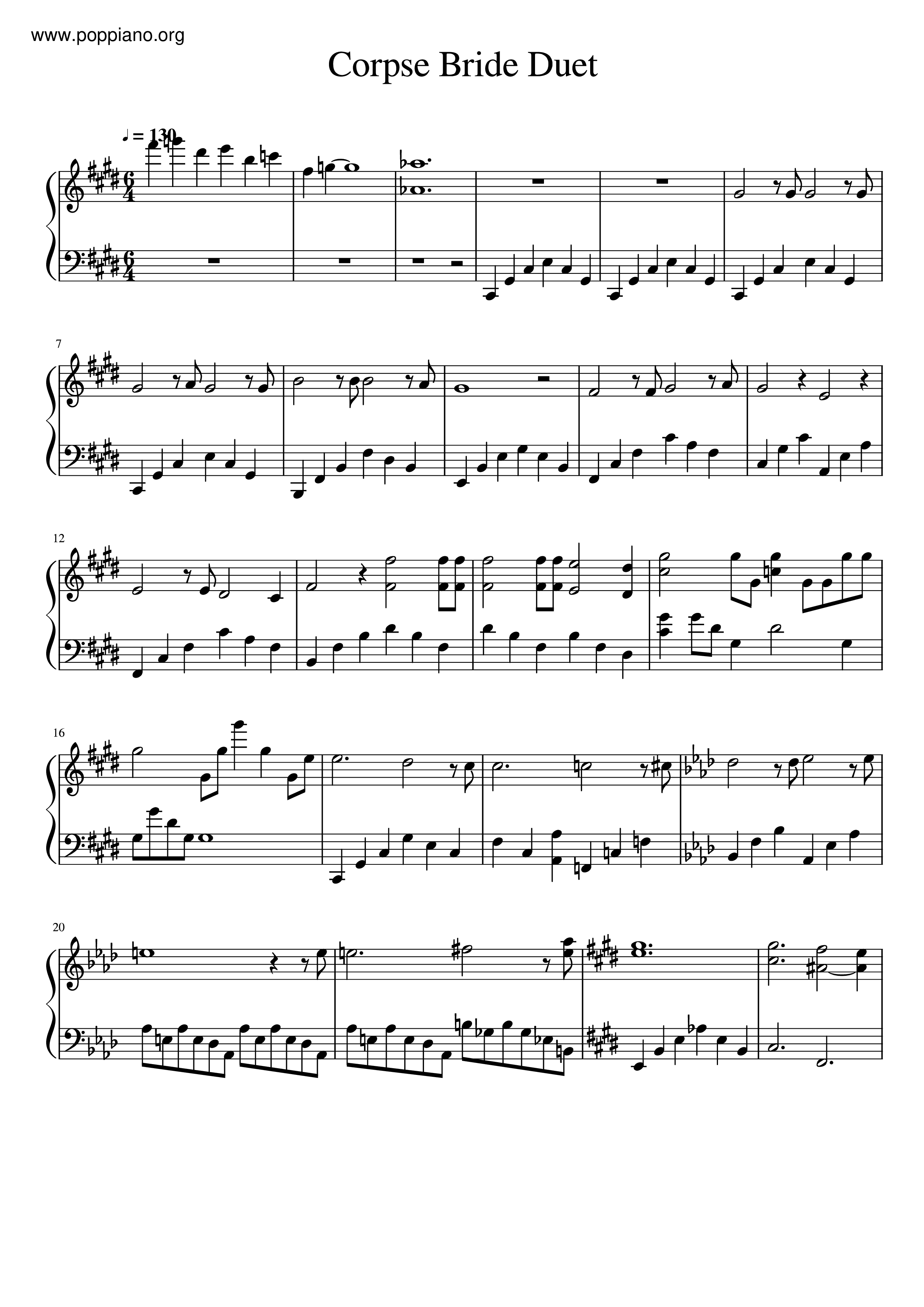 Danny Elfman-Corpse Bride - The Piano Duet 琴譜pdf-香港流行鋼琴協會琴譜下載 ★