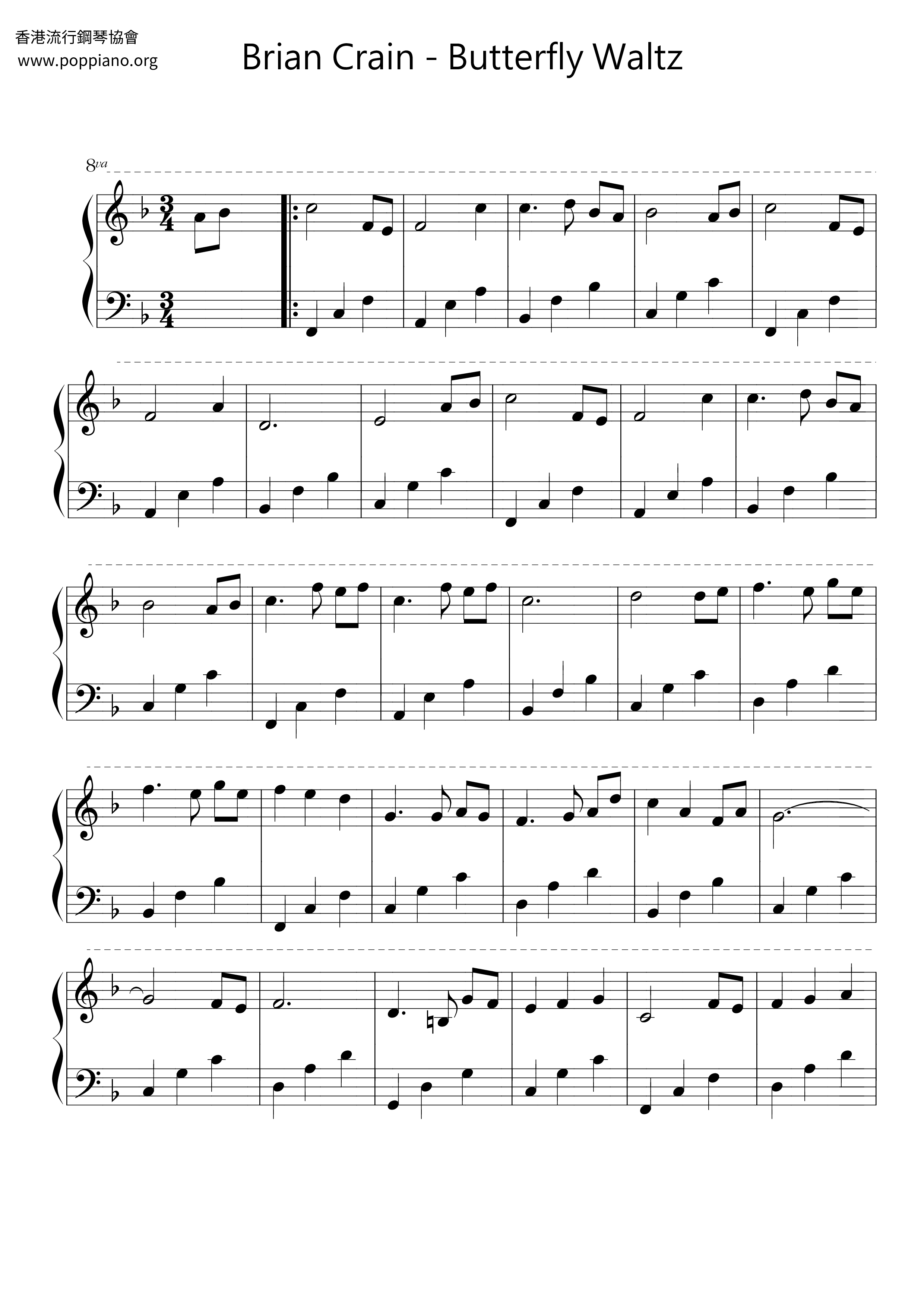 Butterfly Waltz Score