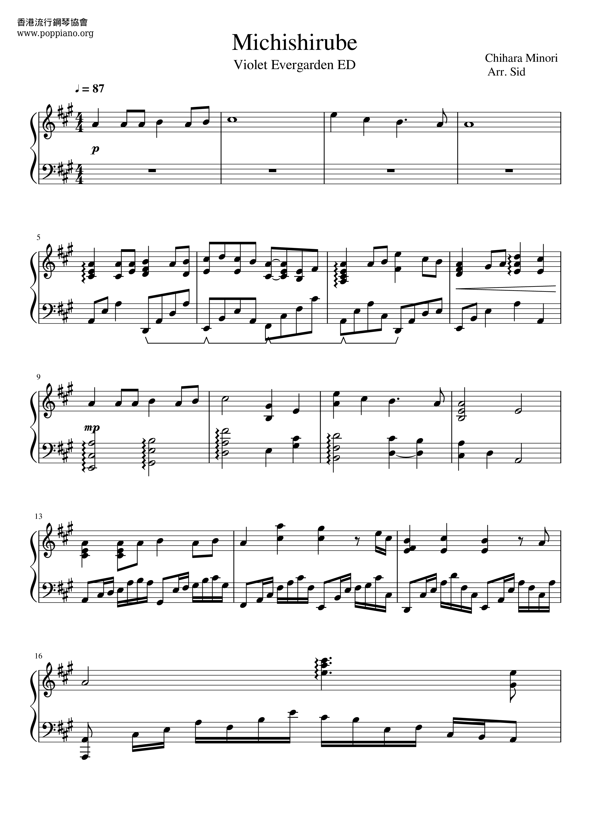 Violet Evergarden - Michishirube Score