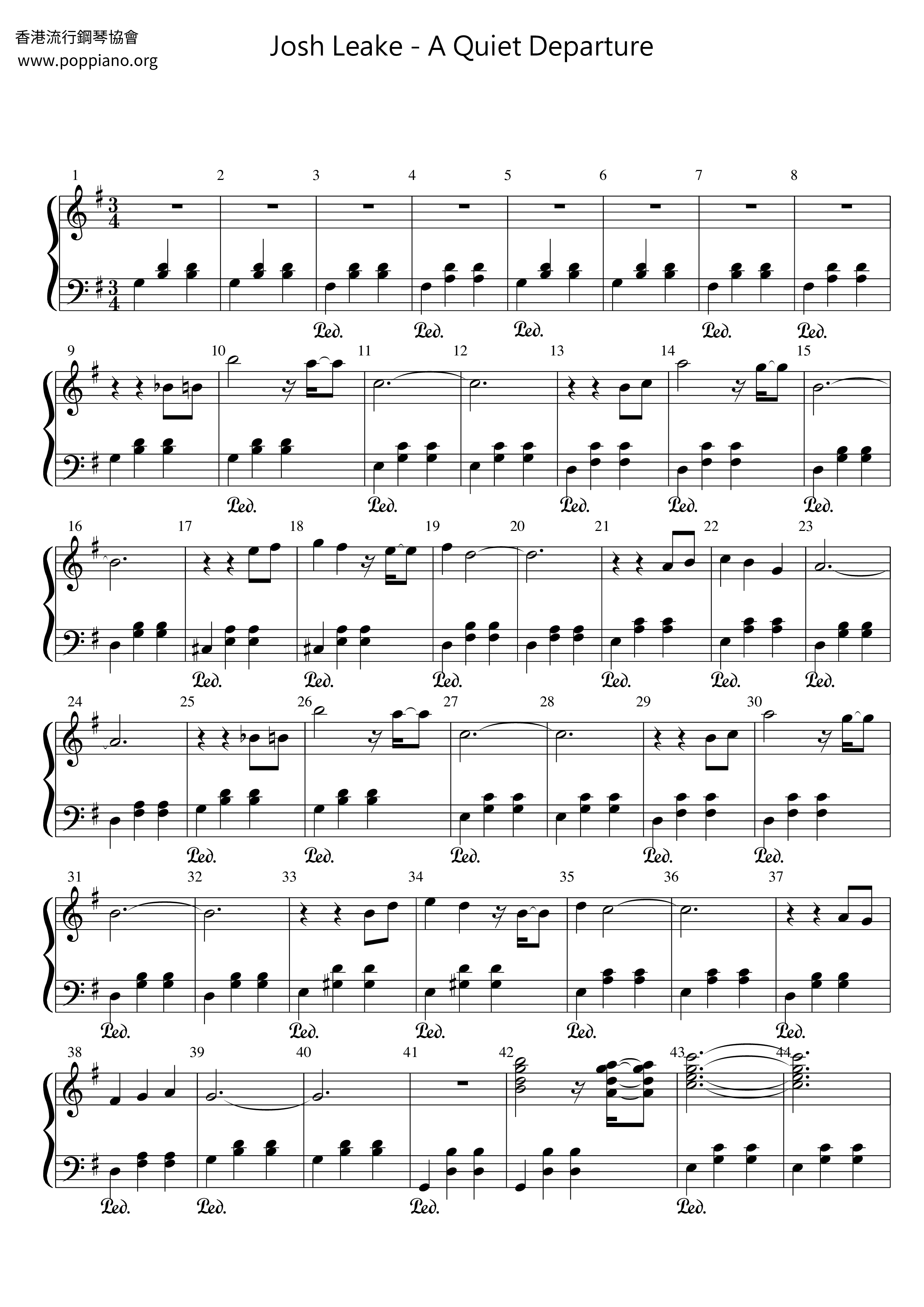 A Quiet Departure Score