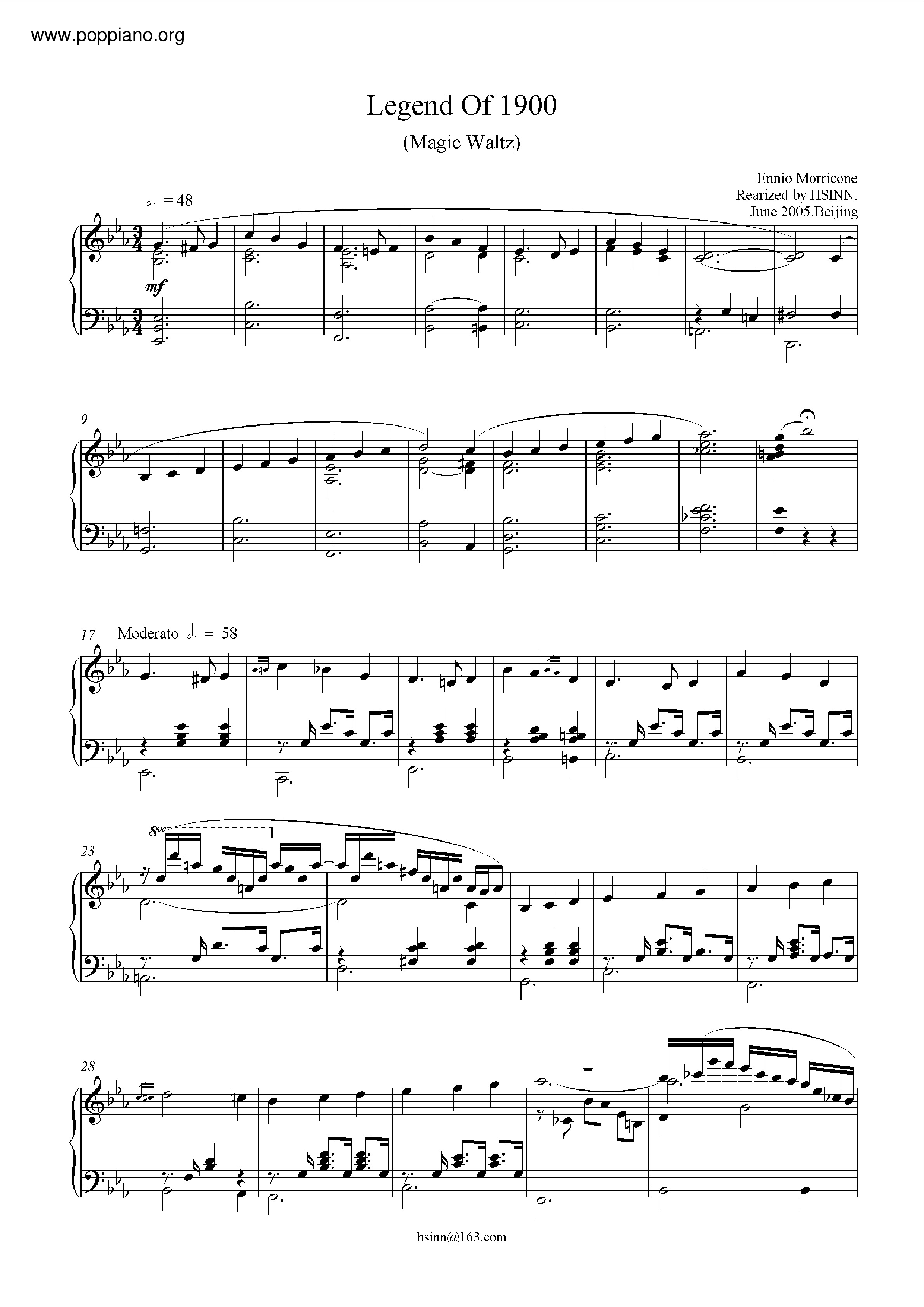 Legend Of 1900 - Magic Waltz Score