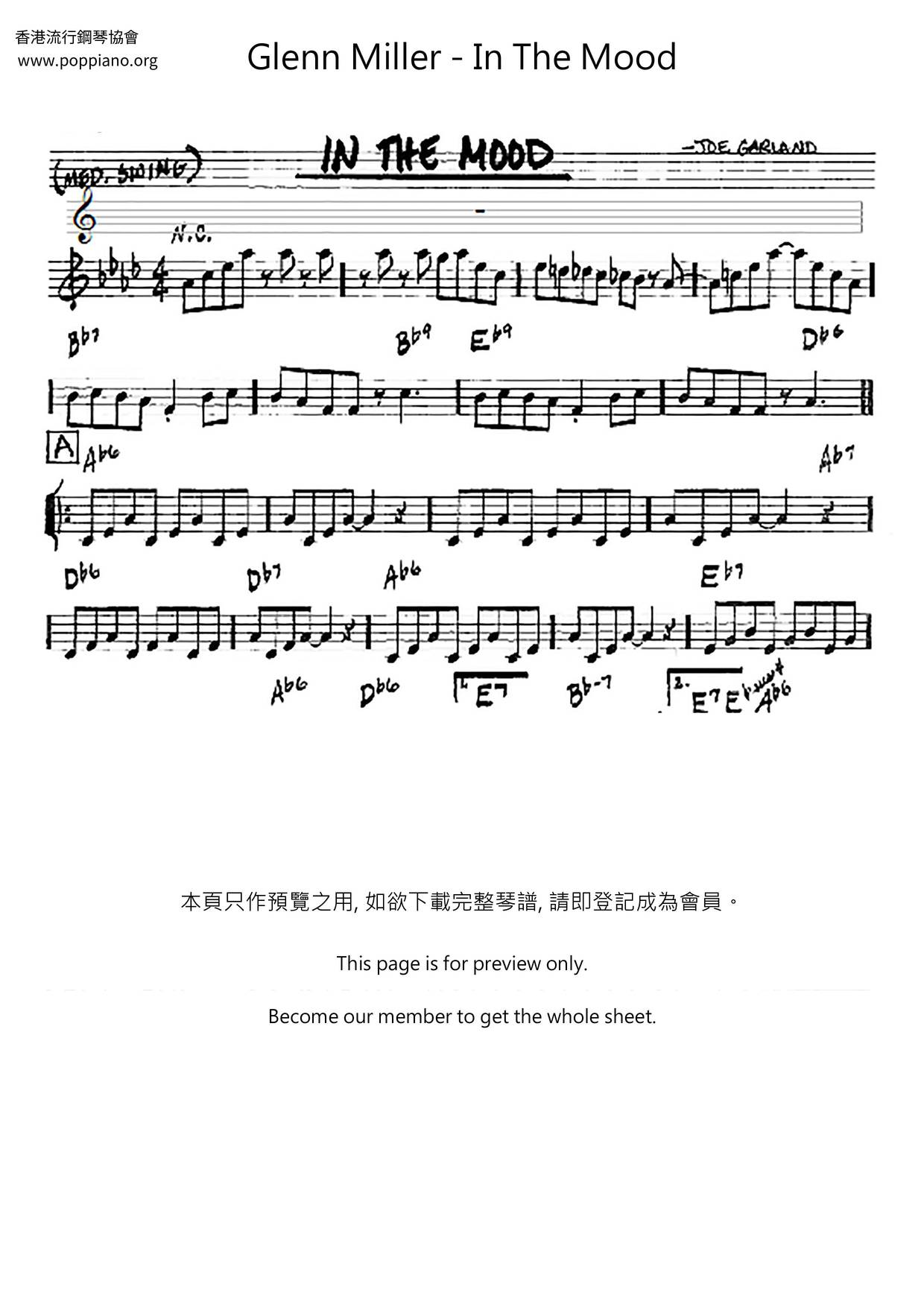In The Mood琴譜