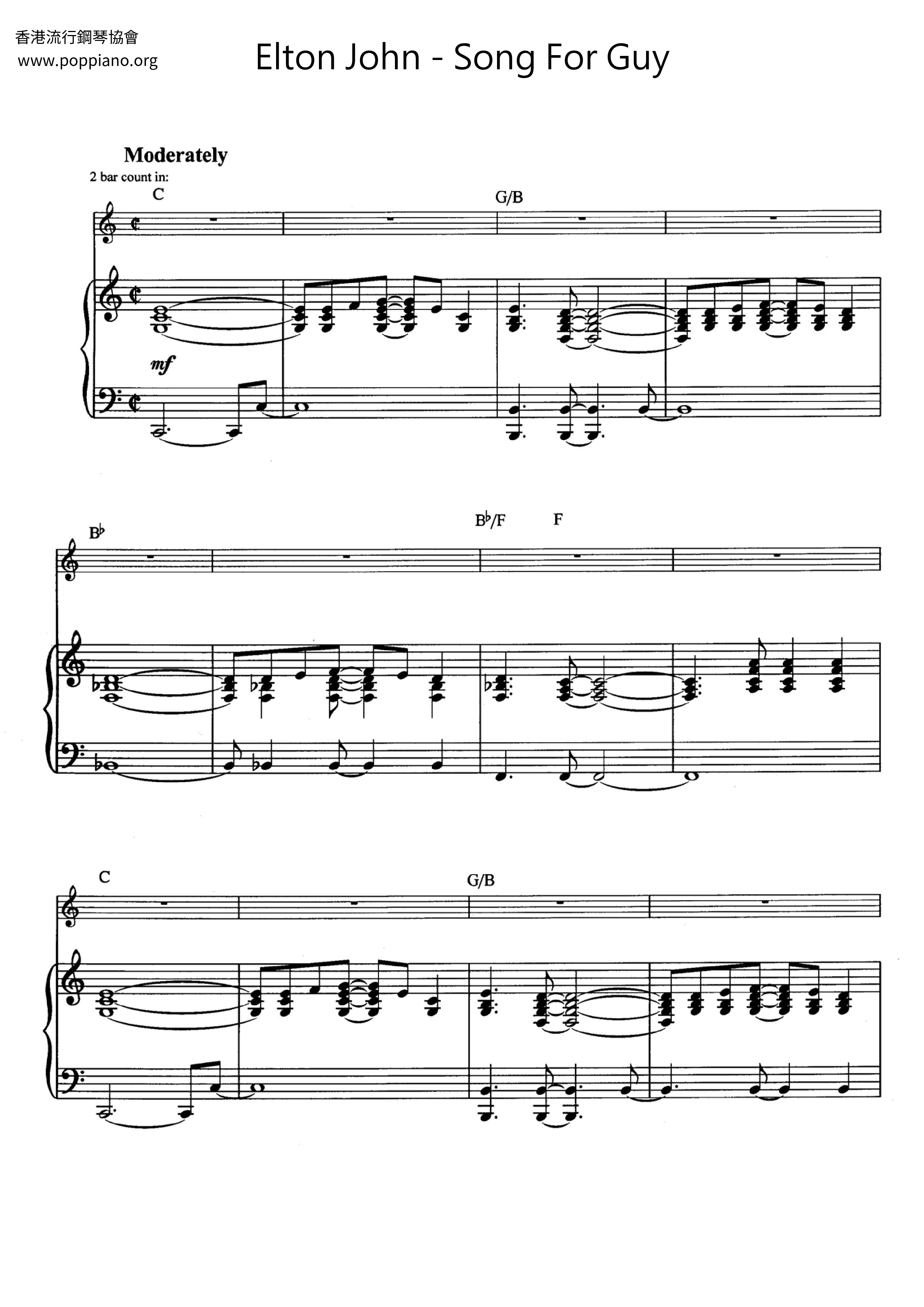 Song For Guy Score