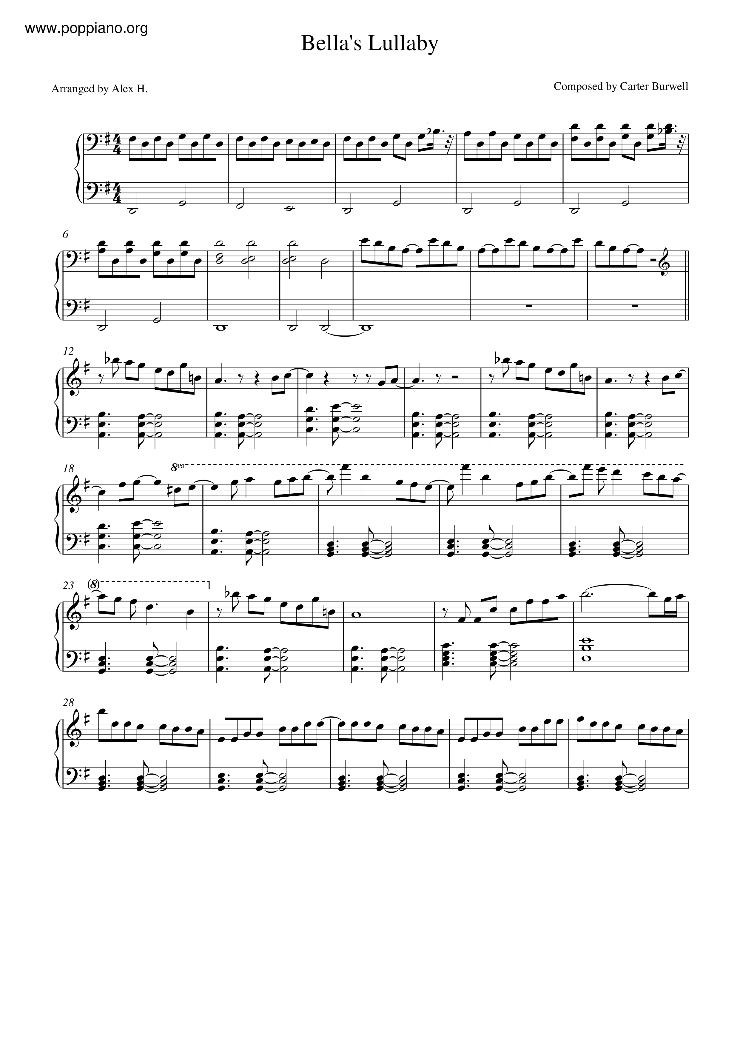 Twilight - Bella's Lullaby琴譜