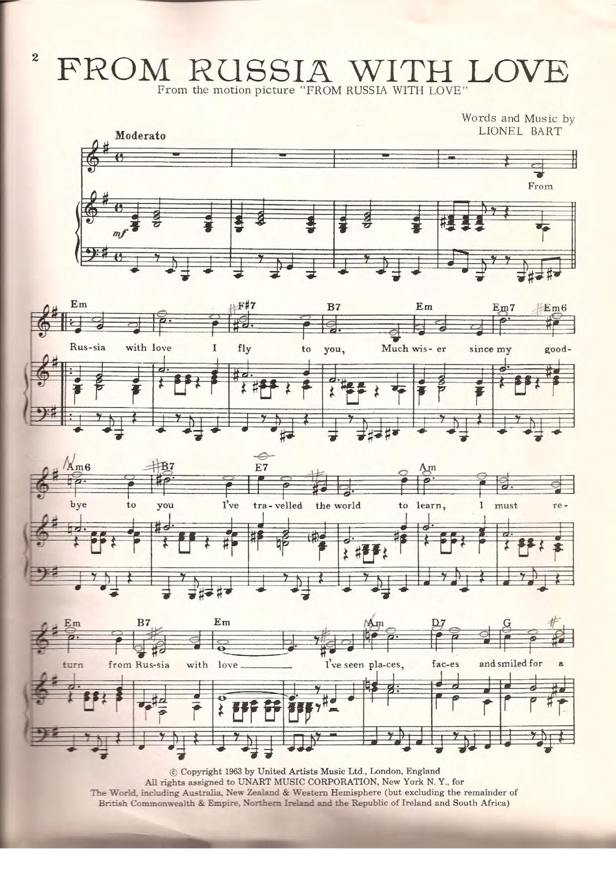 From Russia With Love Score