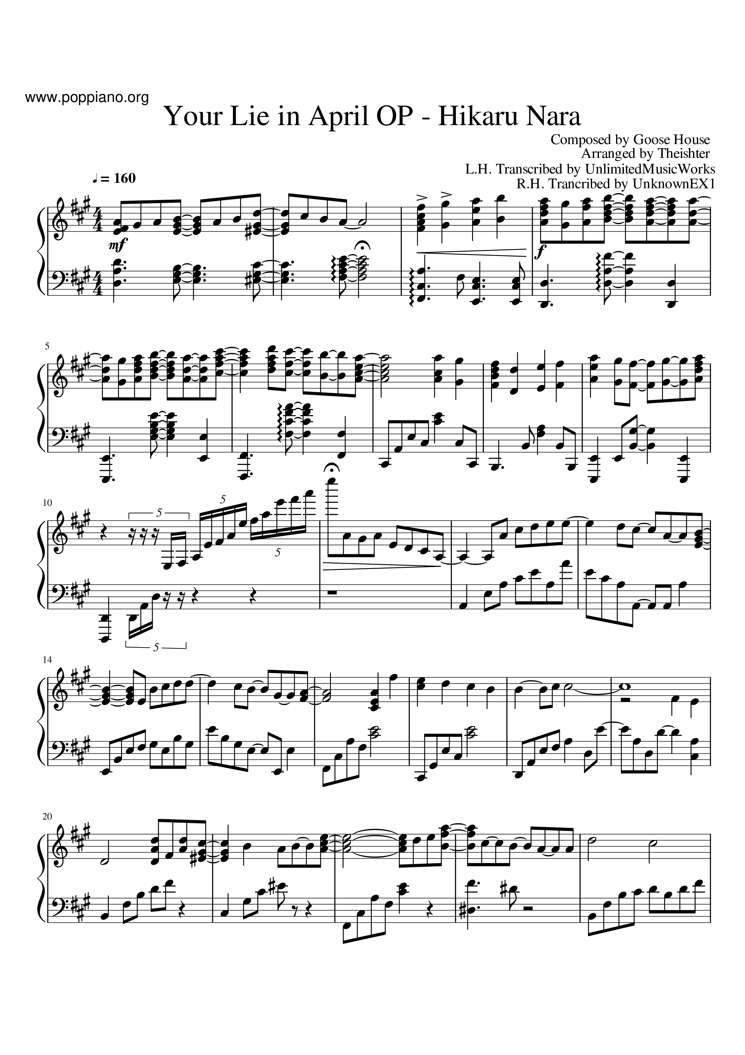 Shigatsu wa Kimi no Uso OP Hikaru Nara Full Score (1) - PDF Archive