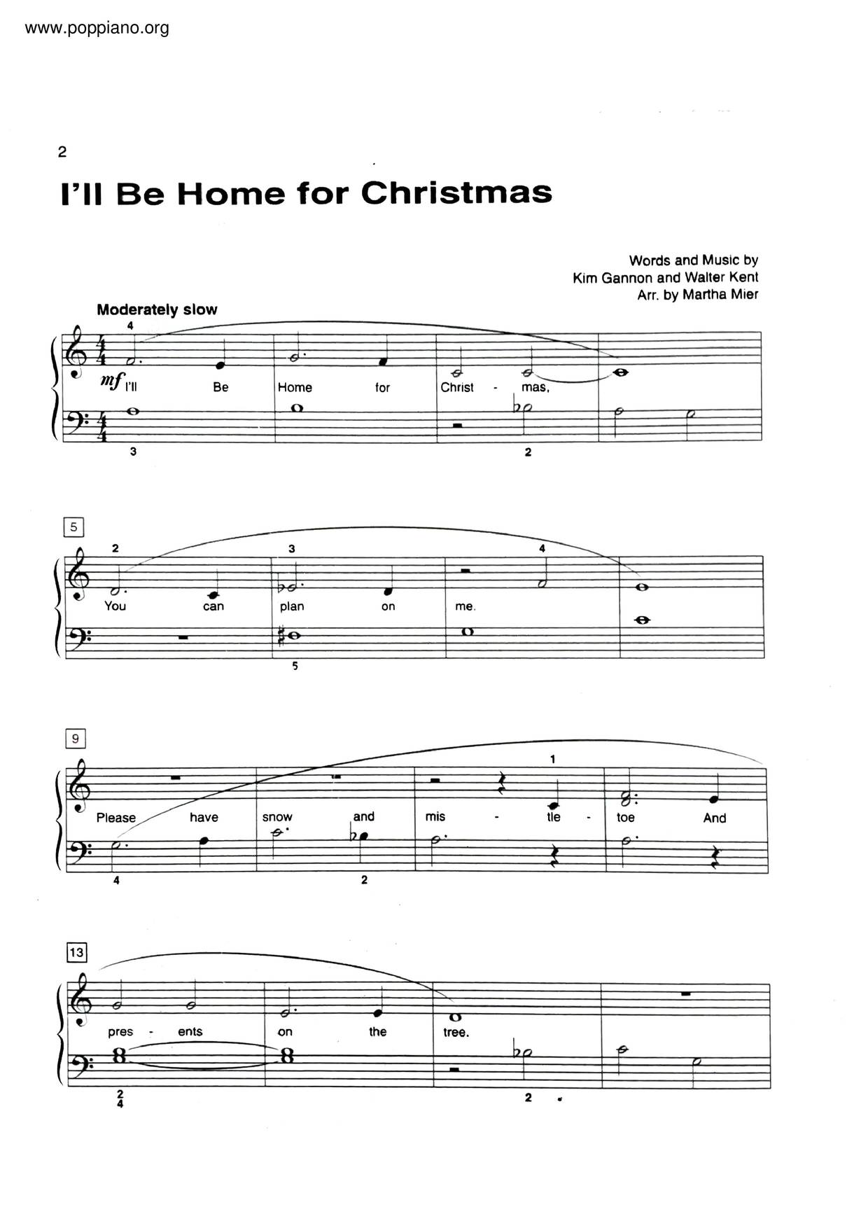 I'll Be Home For Christmas琴譜