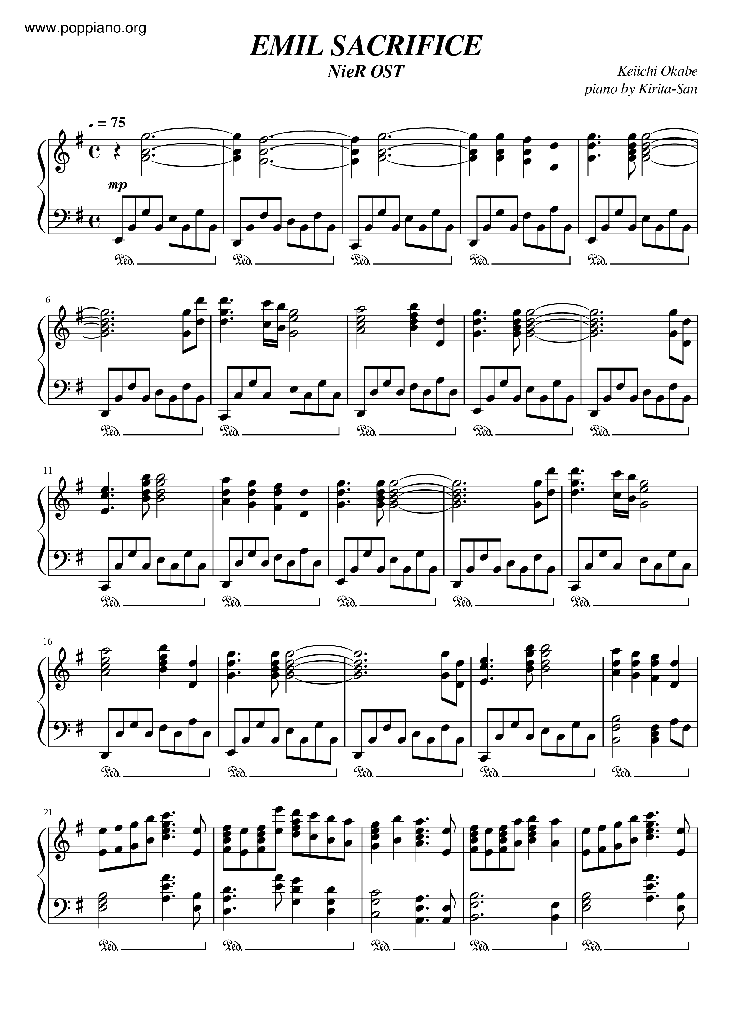 Nier Automata - Emil Sacrificeピアノ譜