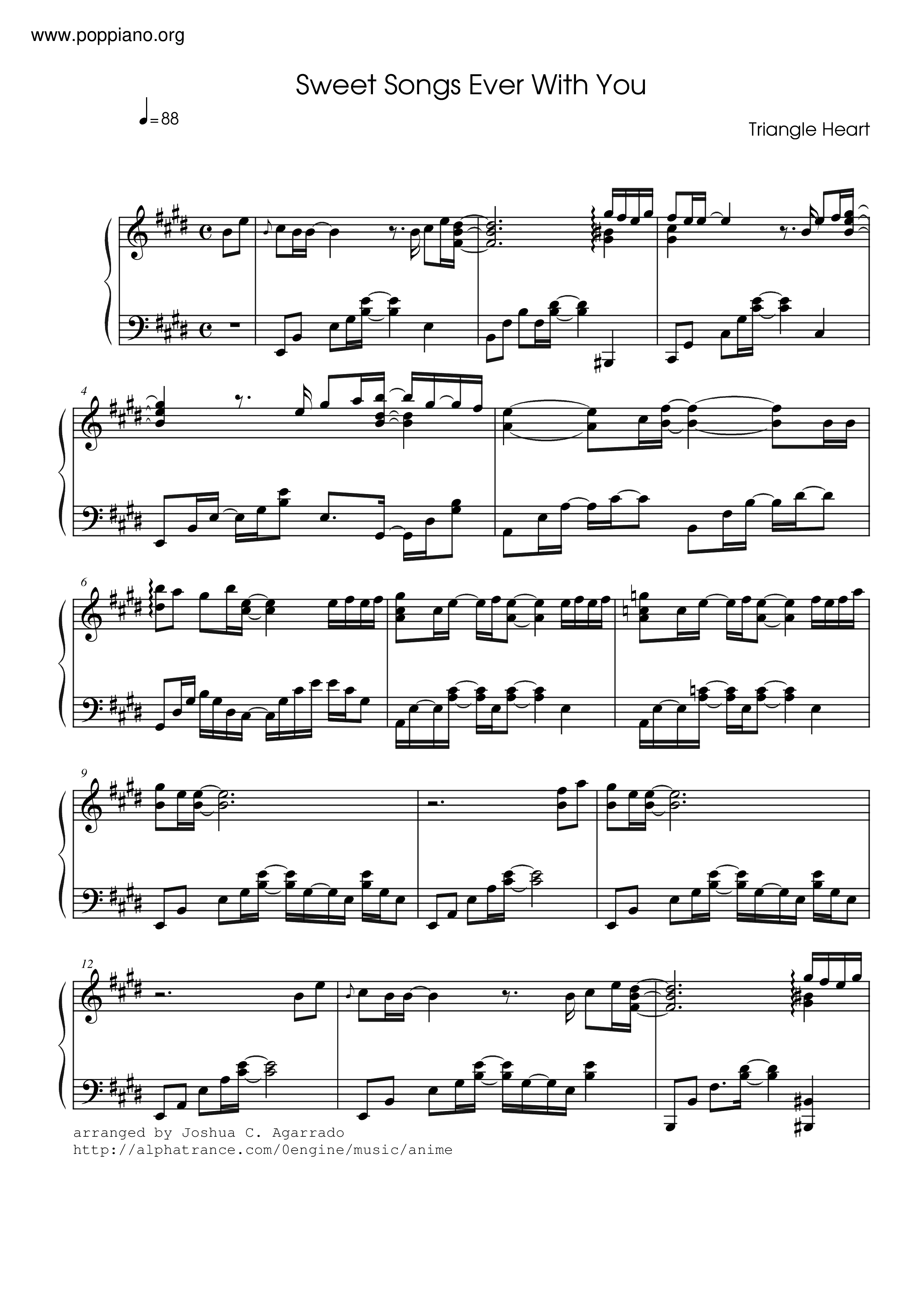 Sweet Songs Ever With You Score