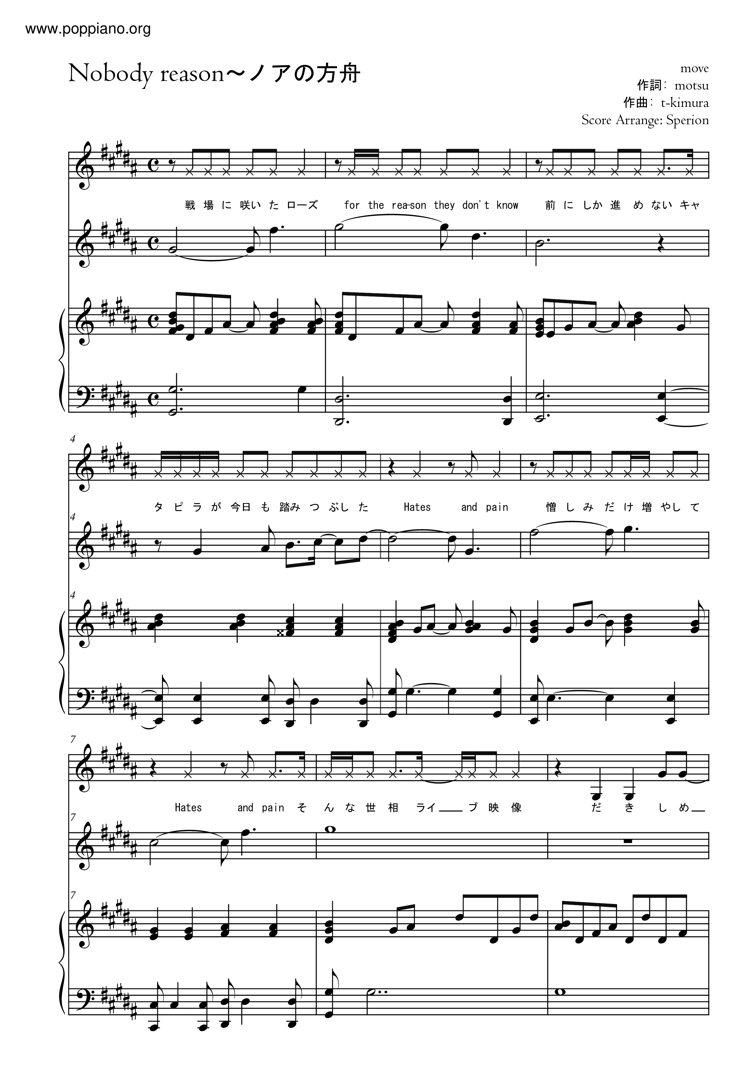 Nobody Reason~ノアの方舟 Score