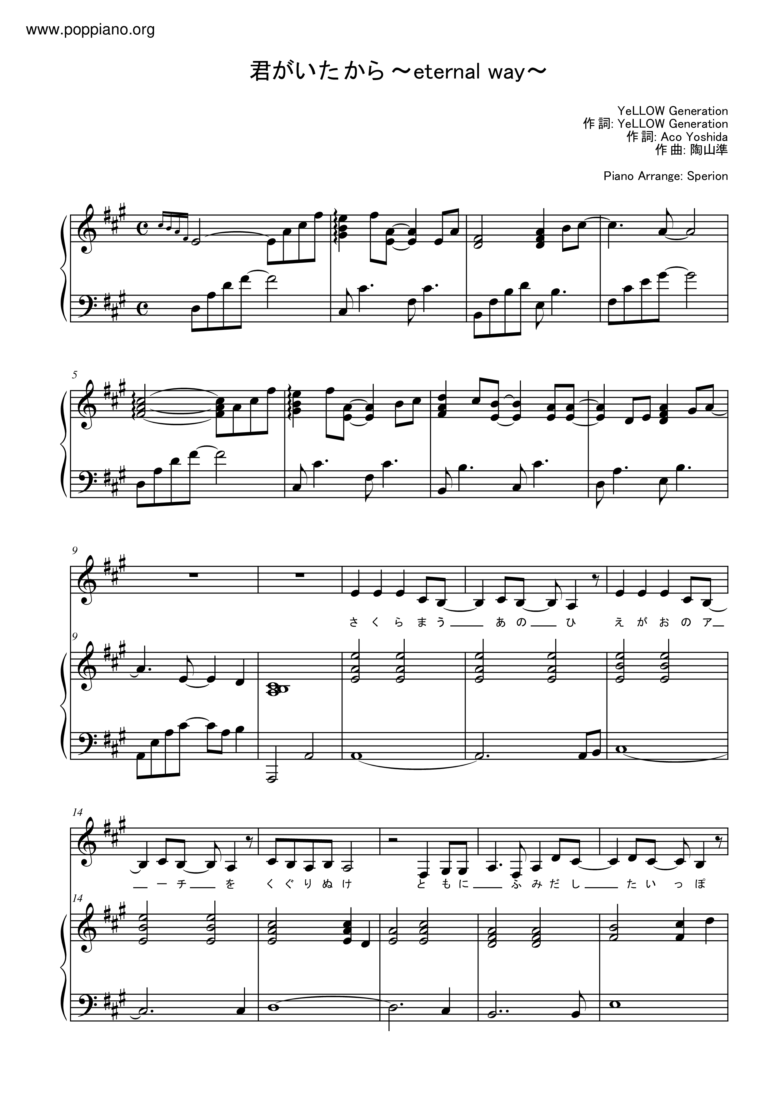 君がいたから ~Eternal Way~ Score