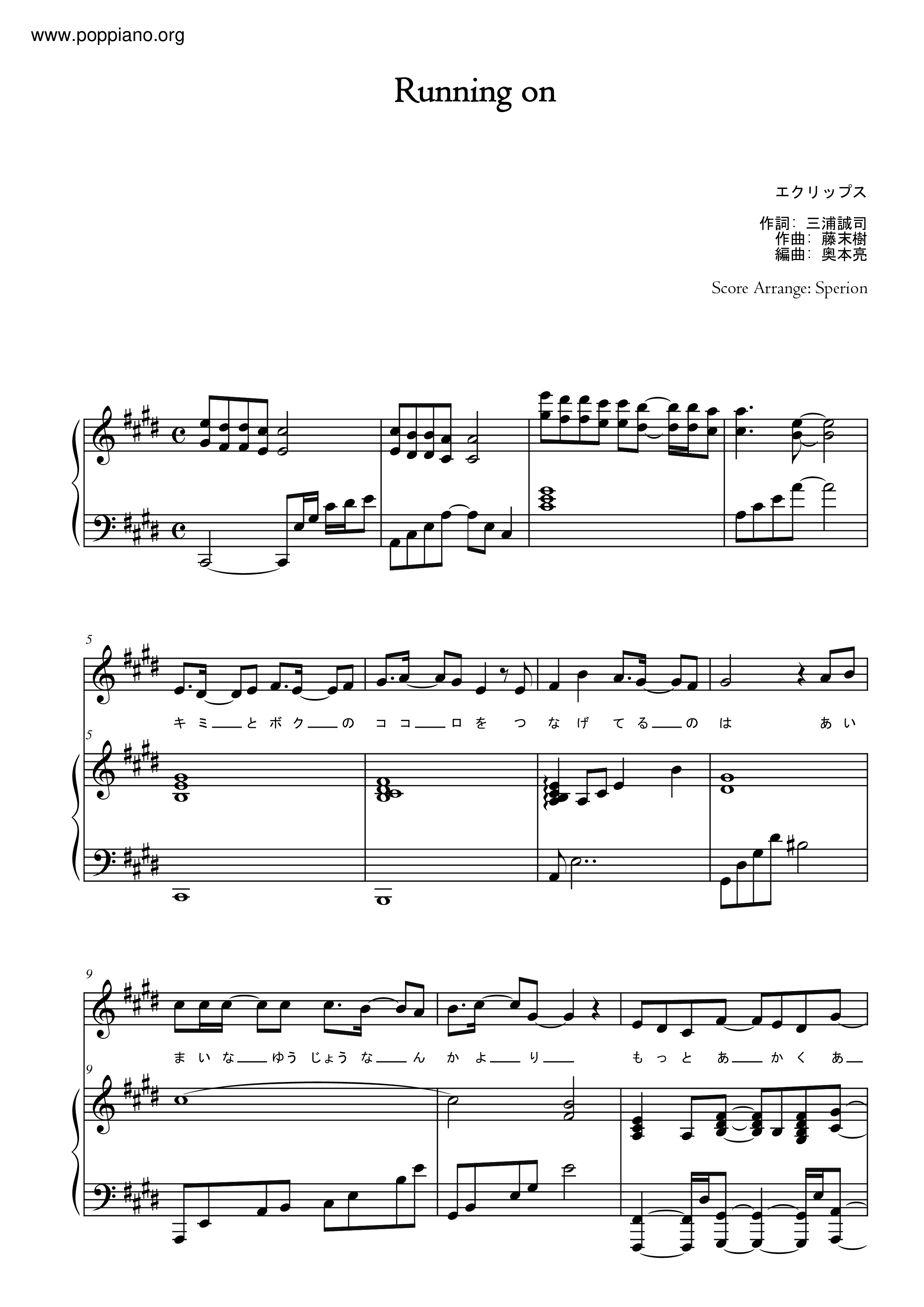 Running On / エクリップス Score