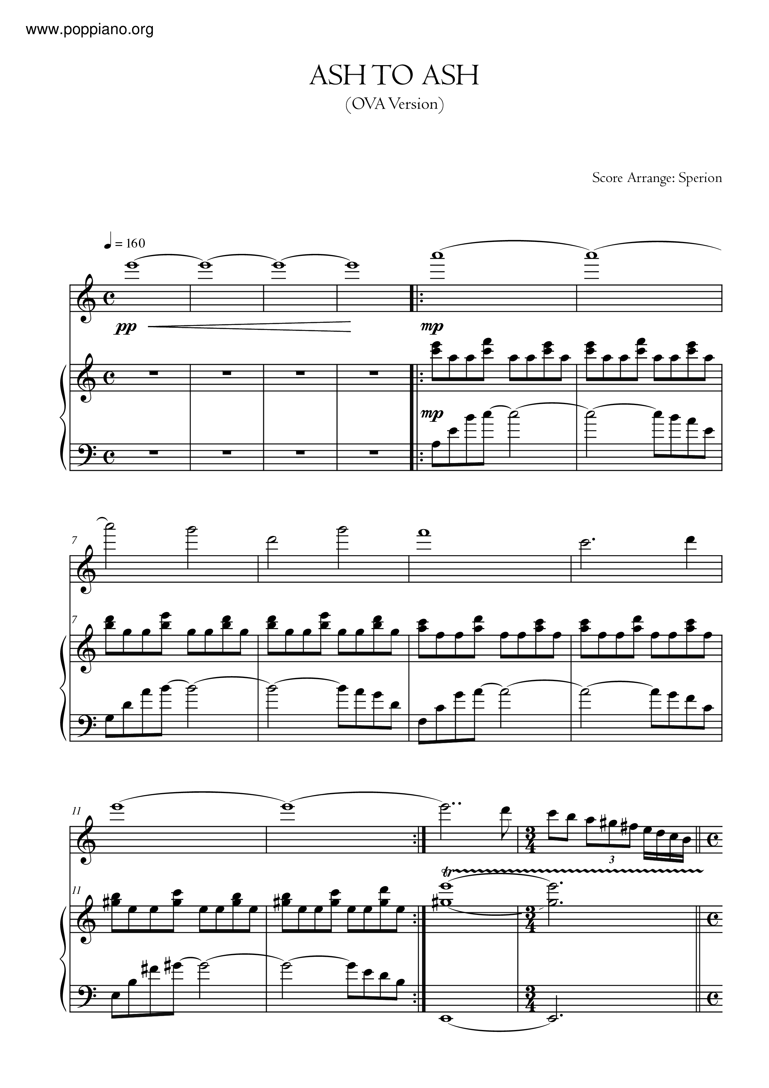 Ash To Ash Sheet Music Piano Score Free PDF Download HK Pop Piano
