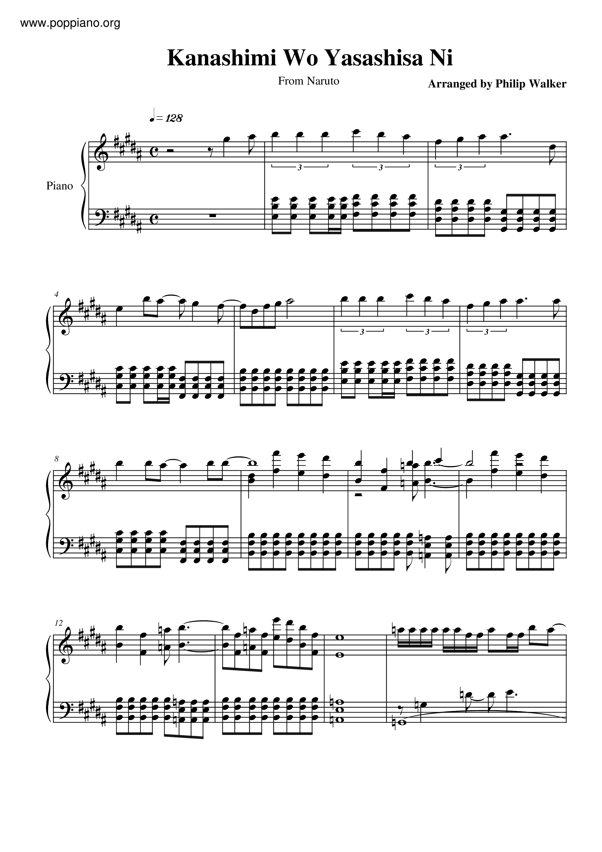 Naruto - Kanashimi Wo Yasashisa Ni Score