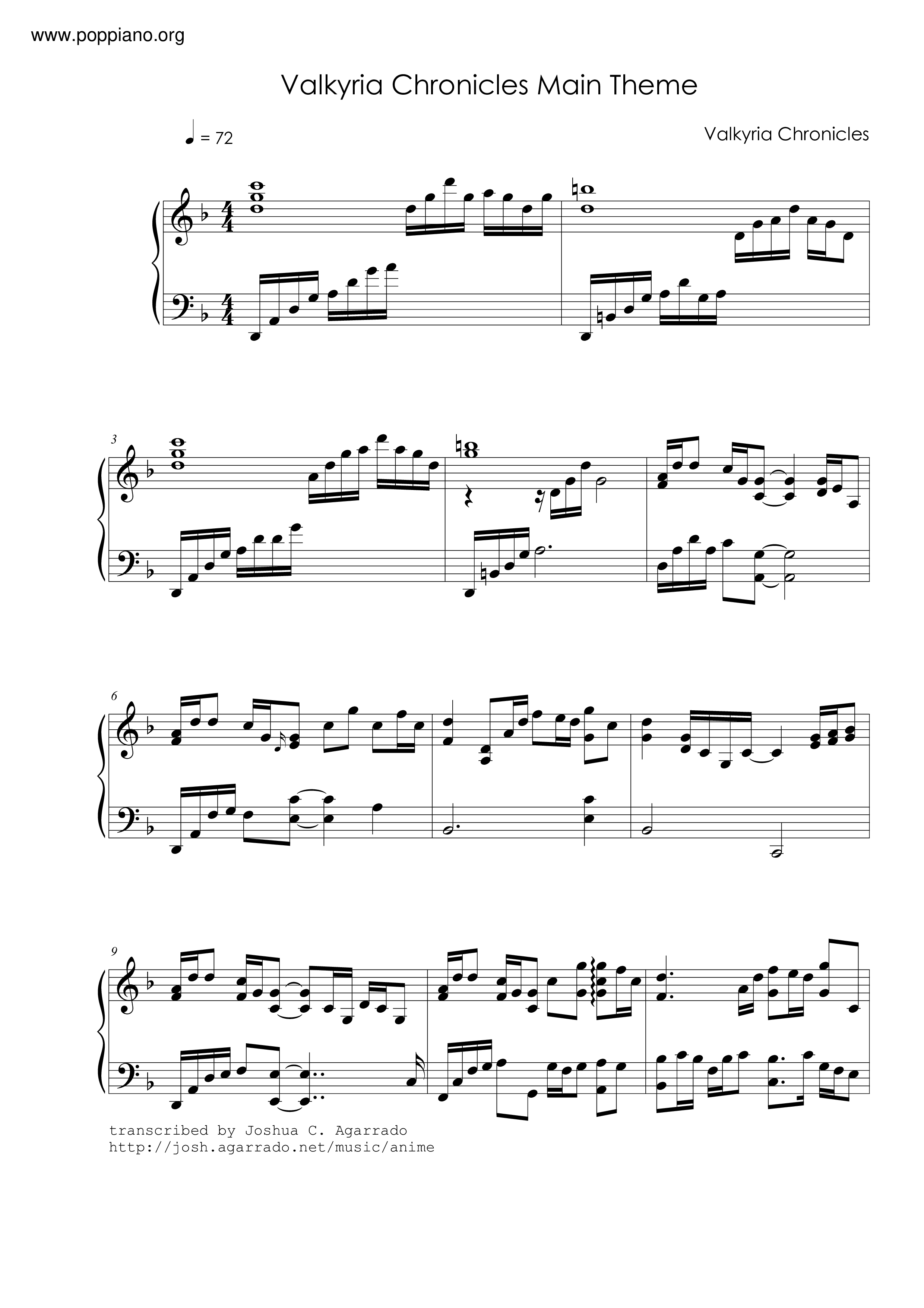 Valkyria Chronicles Main Theme Score