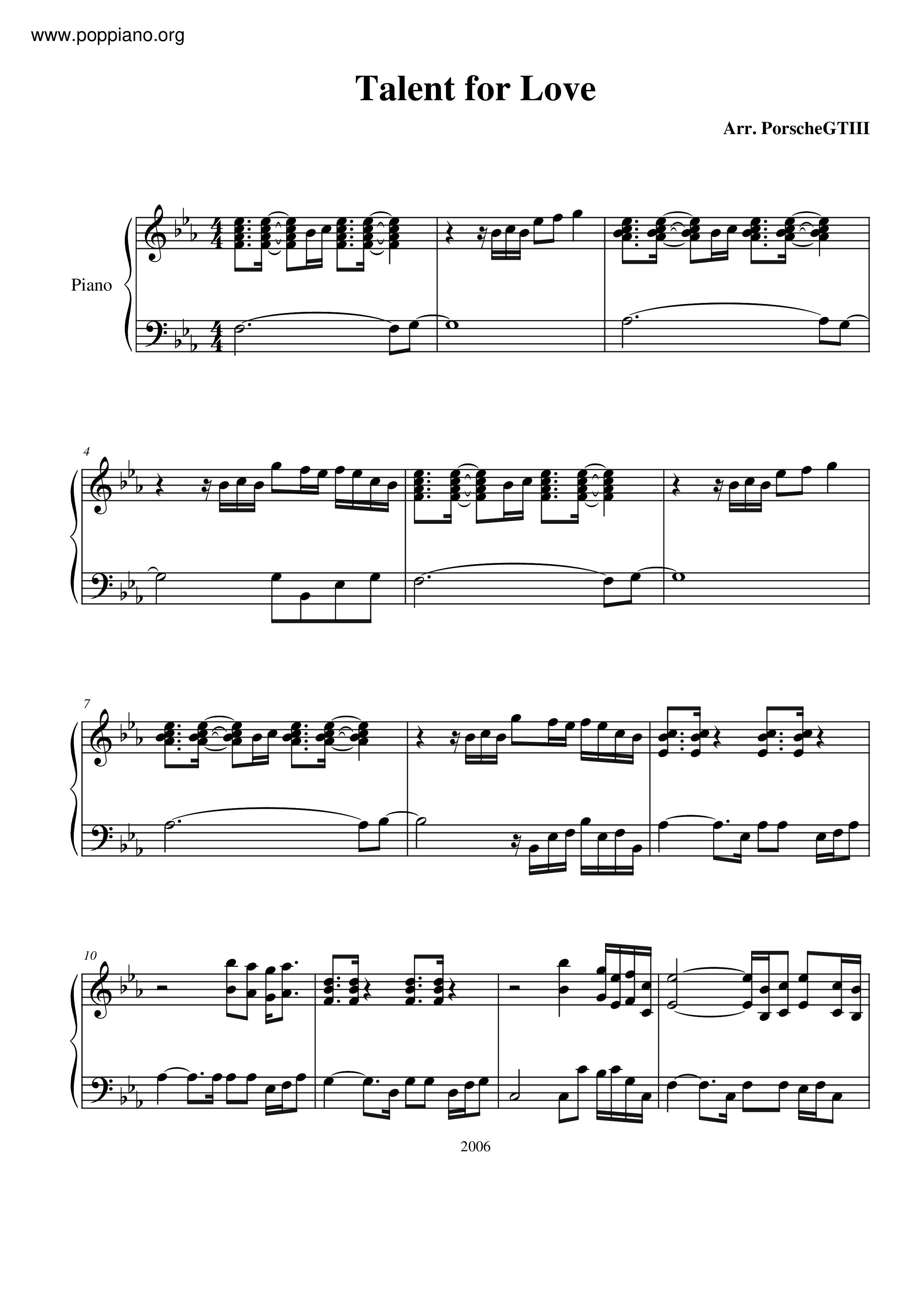 Talent For Love Score
