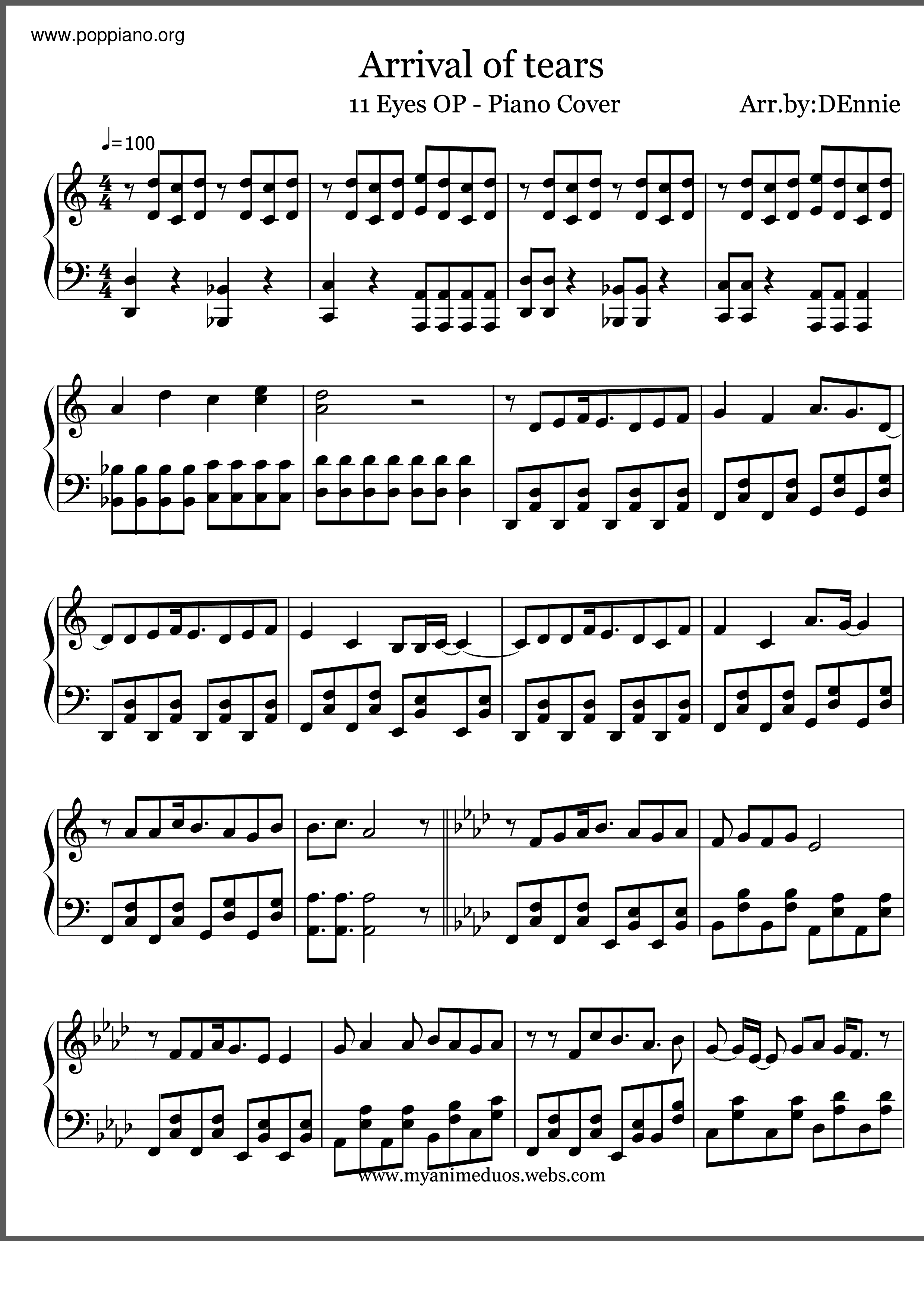 Arrival Of Tears Score