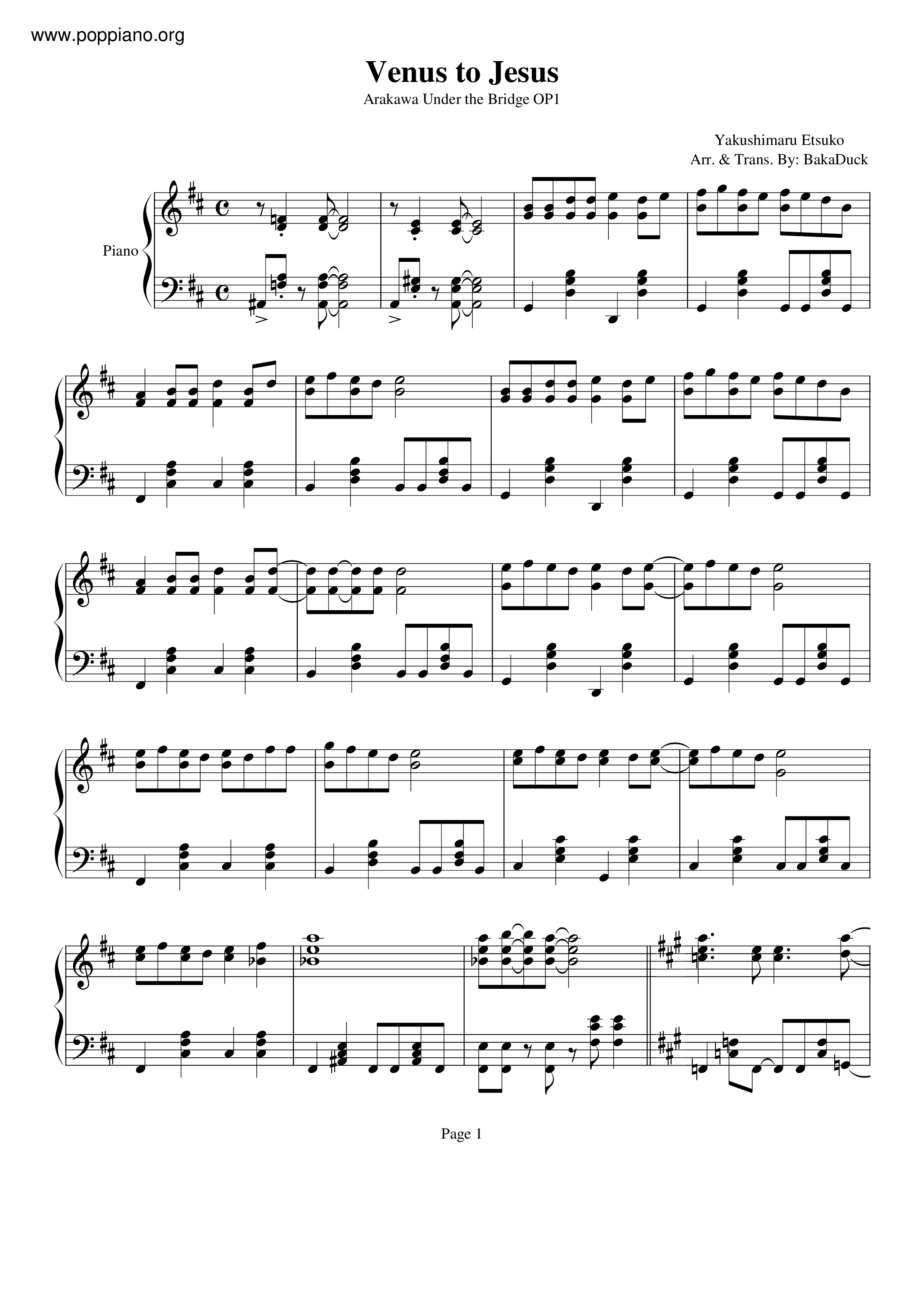Venus To Jesus Score
