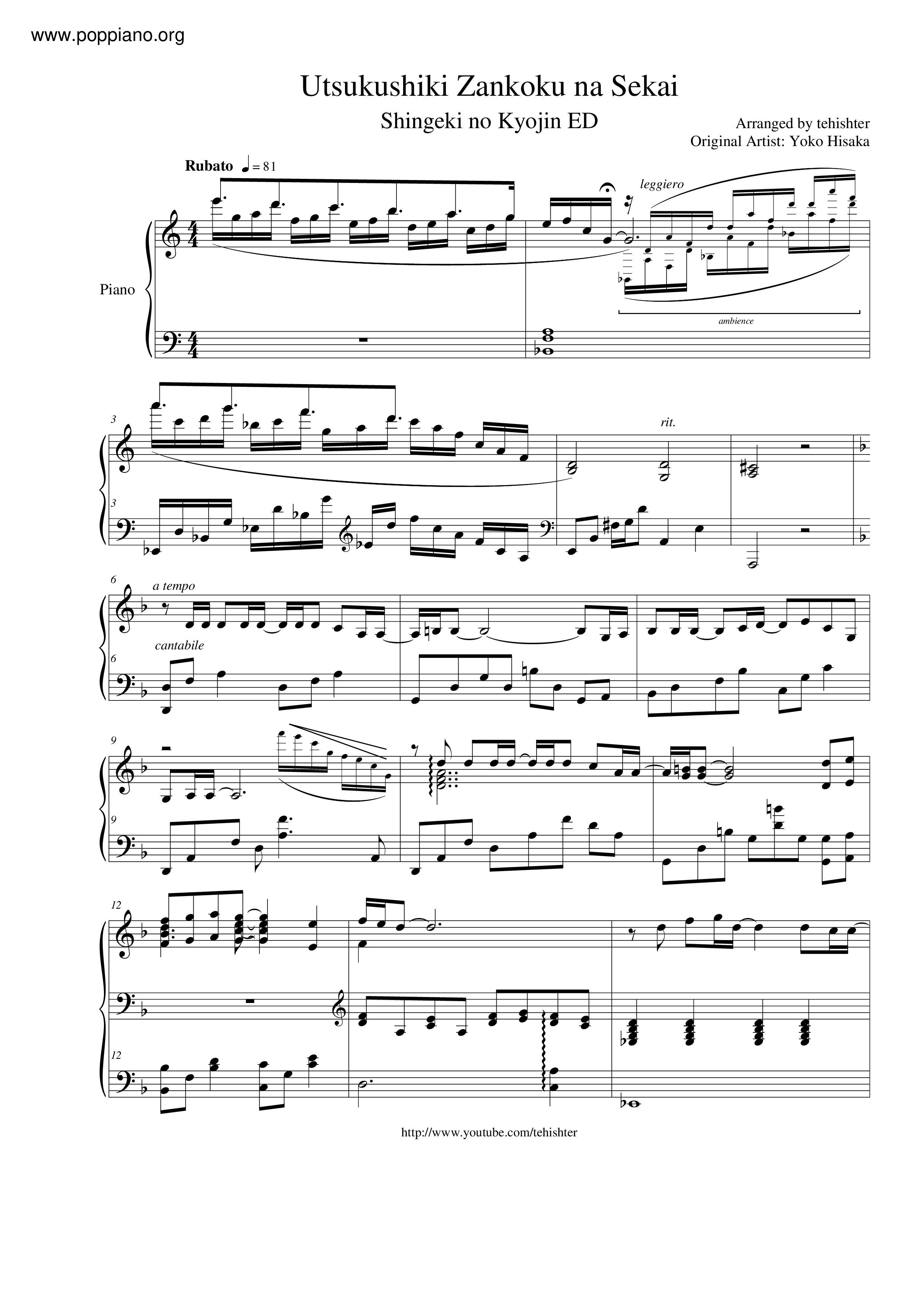 Utsukushiki Zankoku Na Sekai Score
