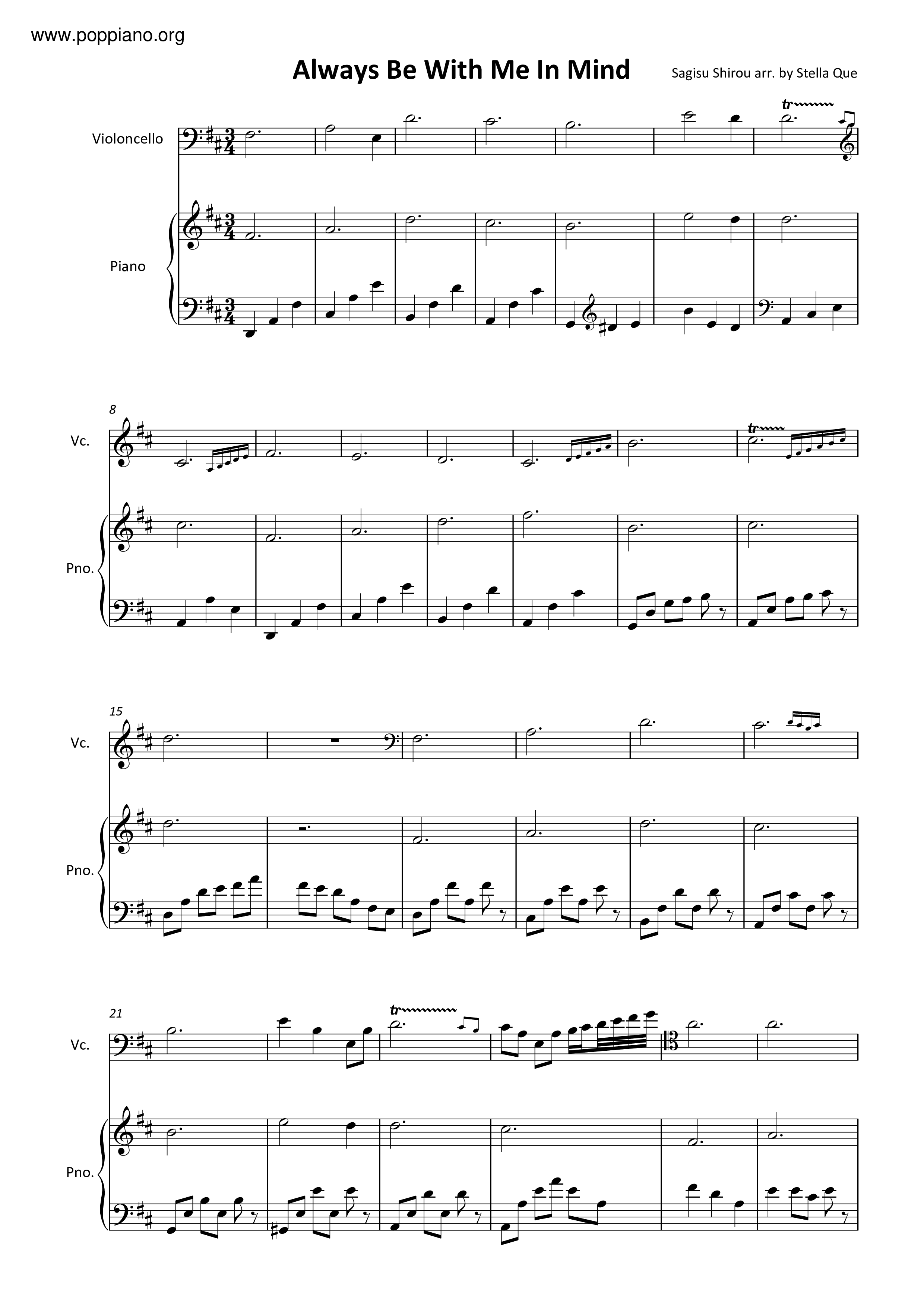 Always Be With Me In Mind Score