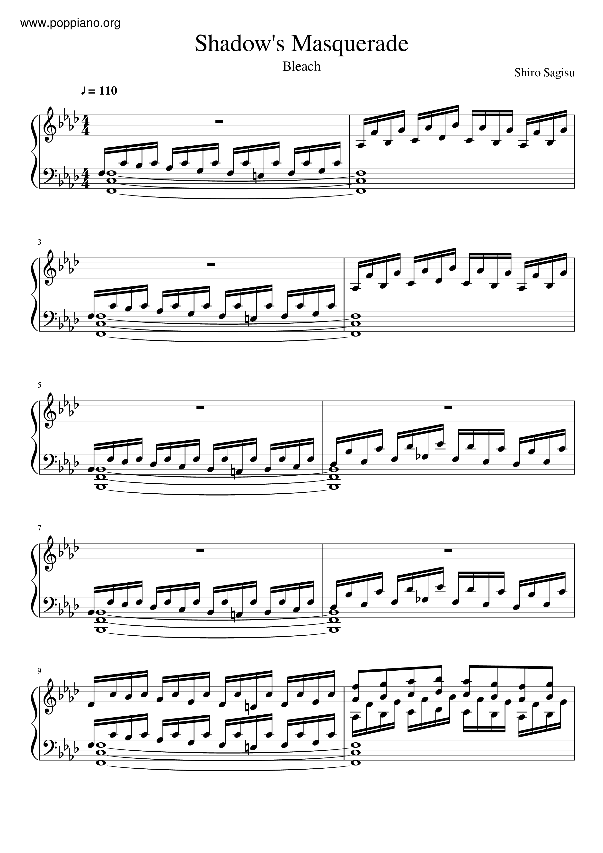 Shadow's Masquerade Score