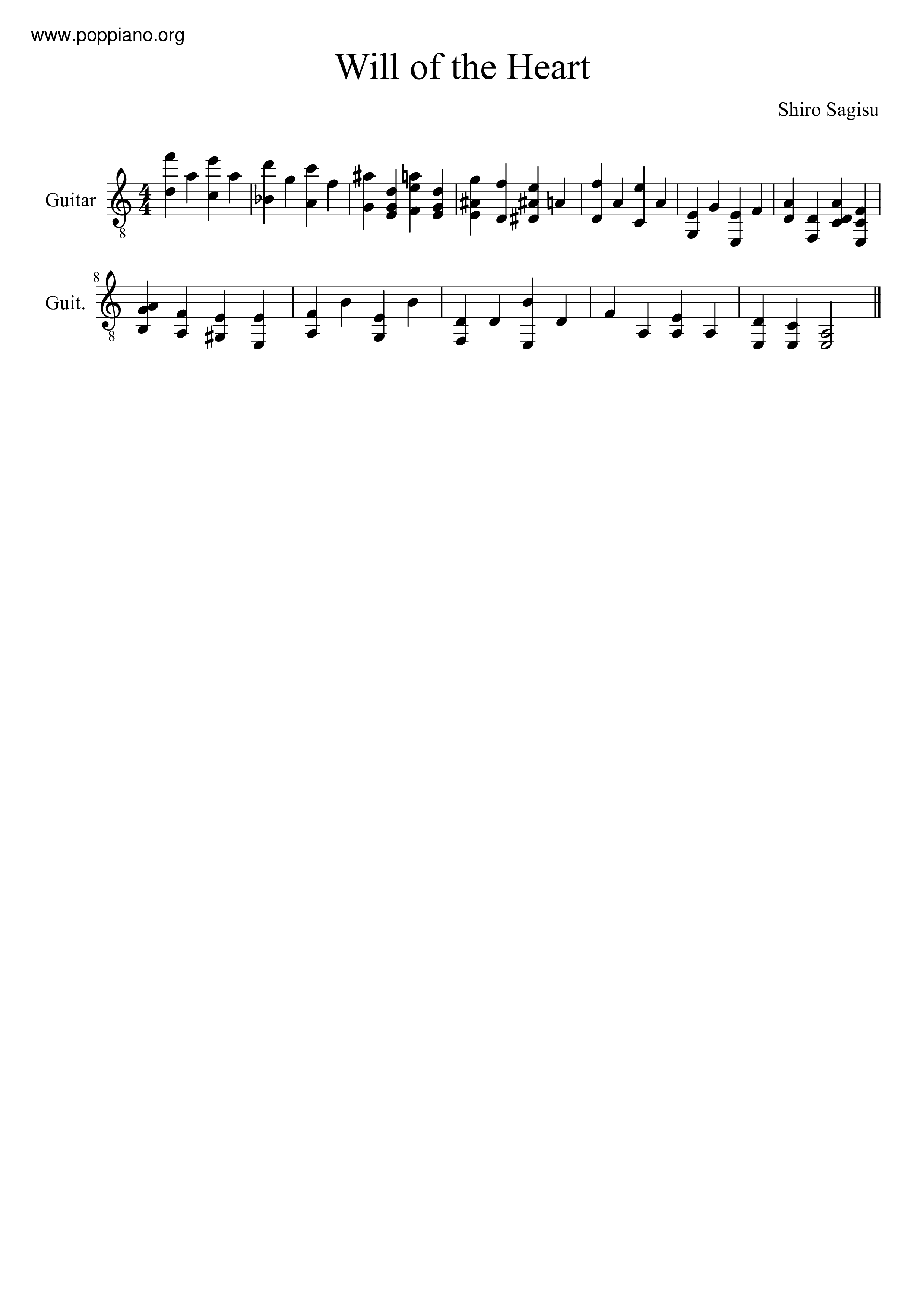 Will Of The Heart Score