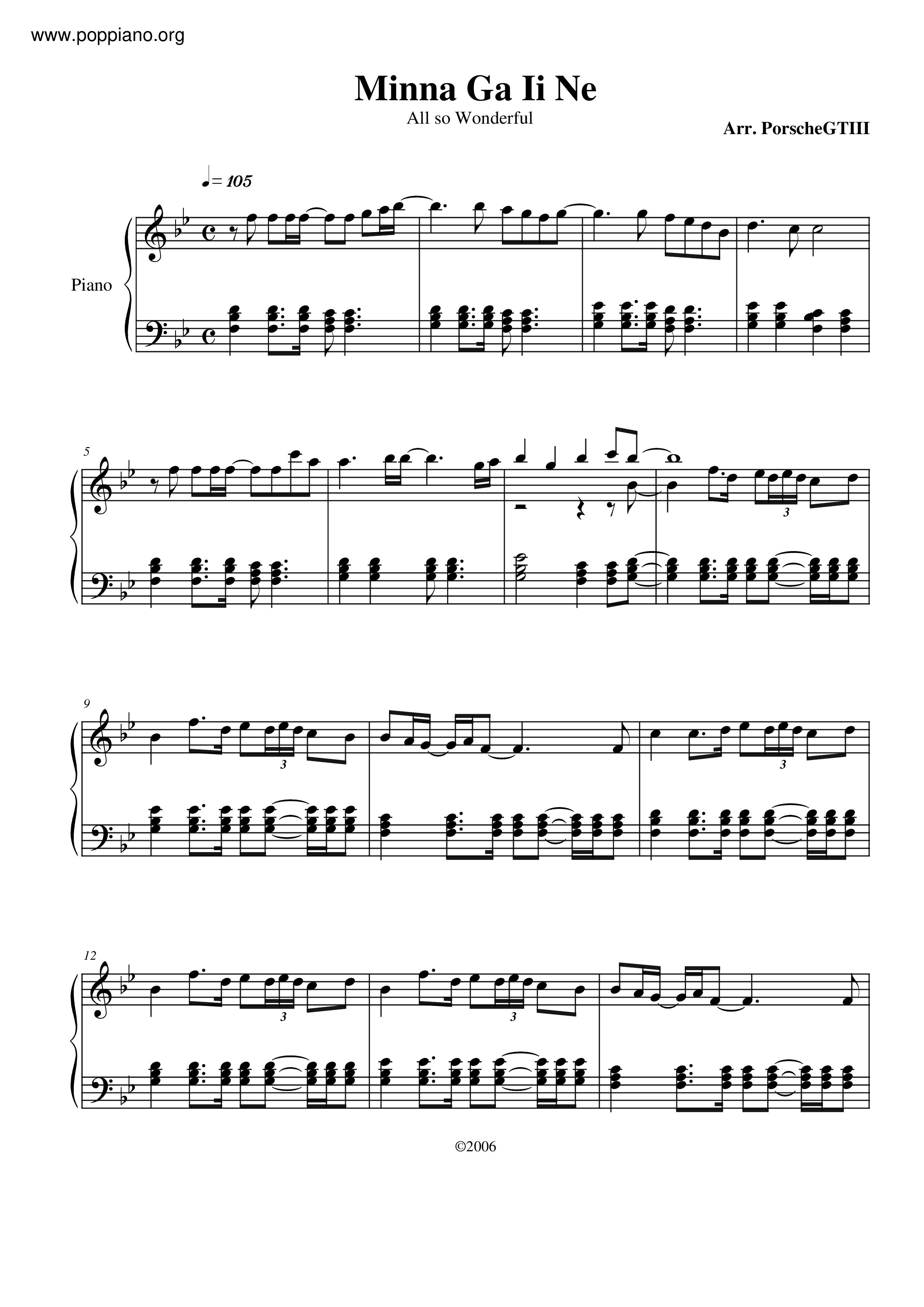 Minna Ga Ii Ne Score