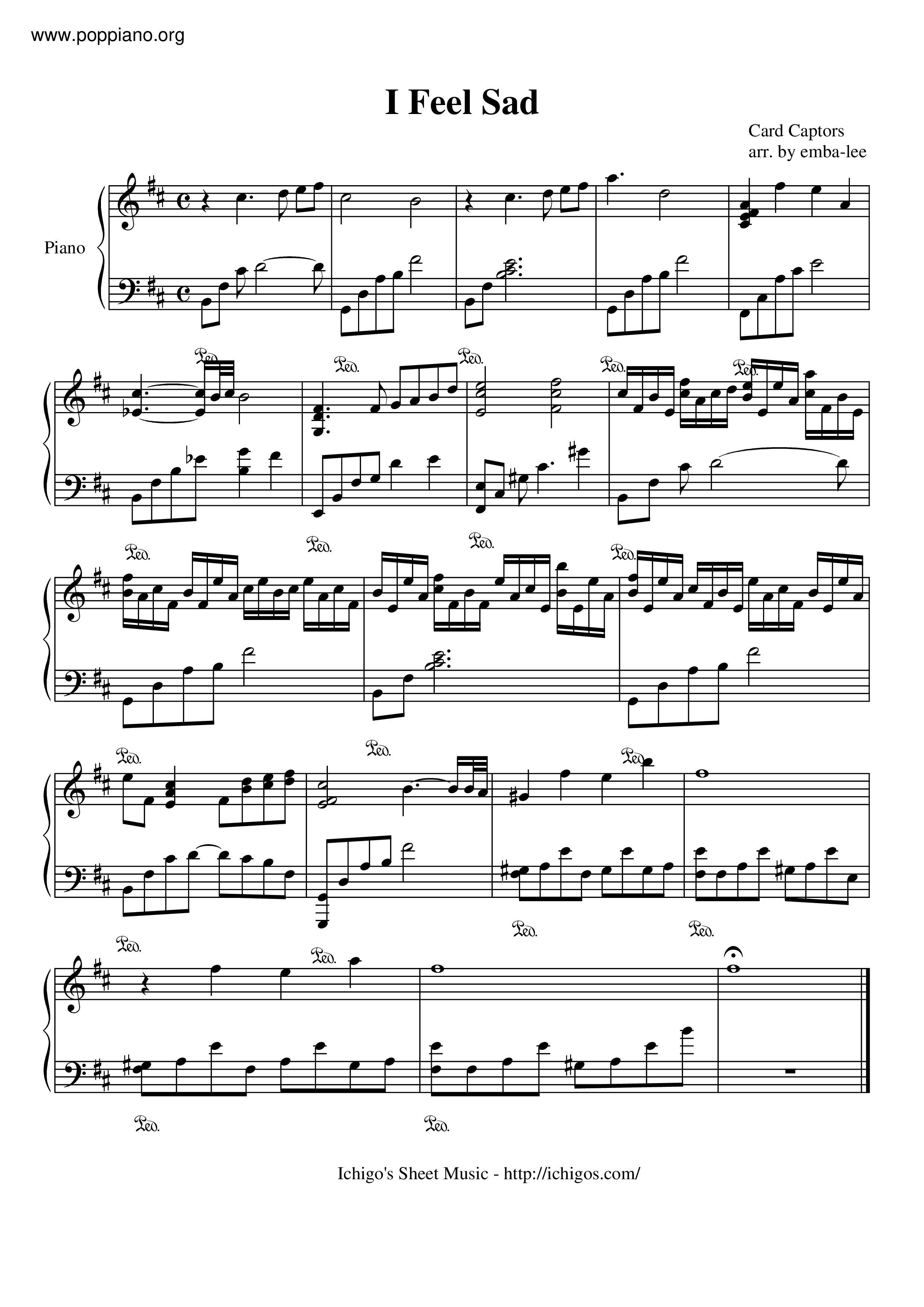 I Feel Sad Score