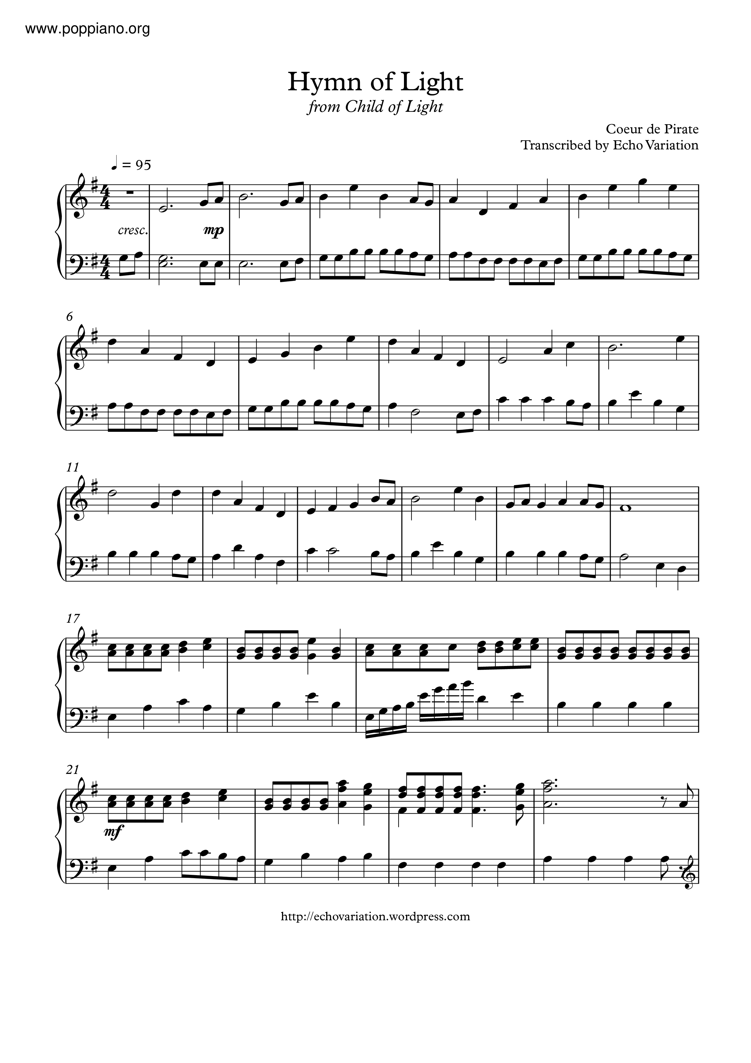 Hymn Of Light Score