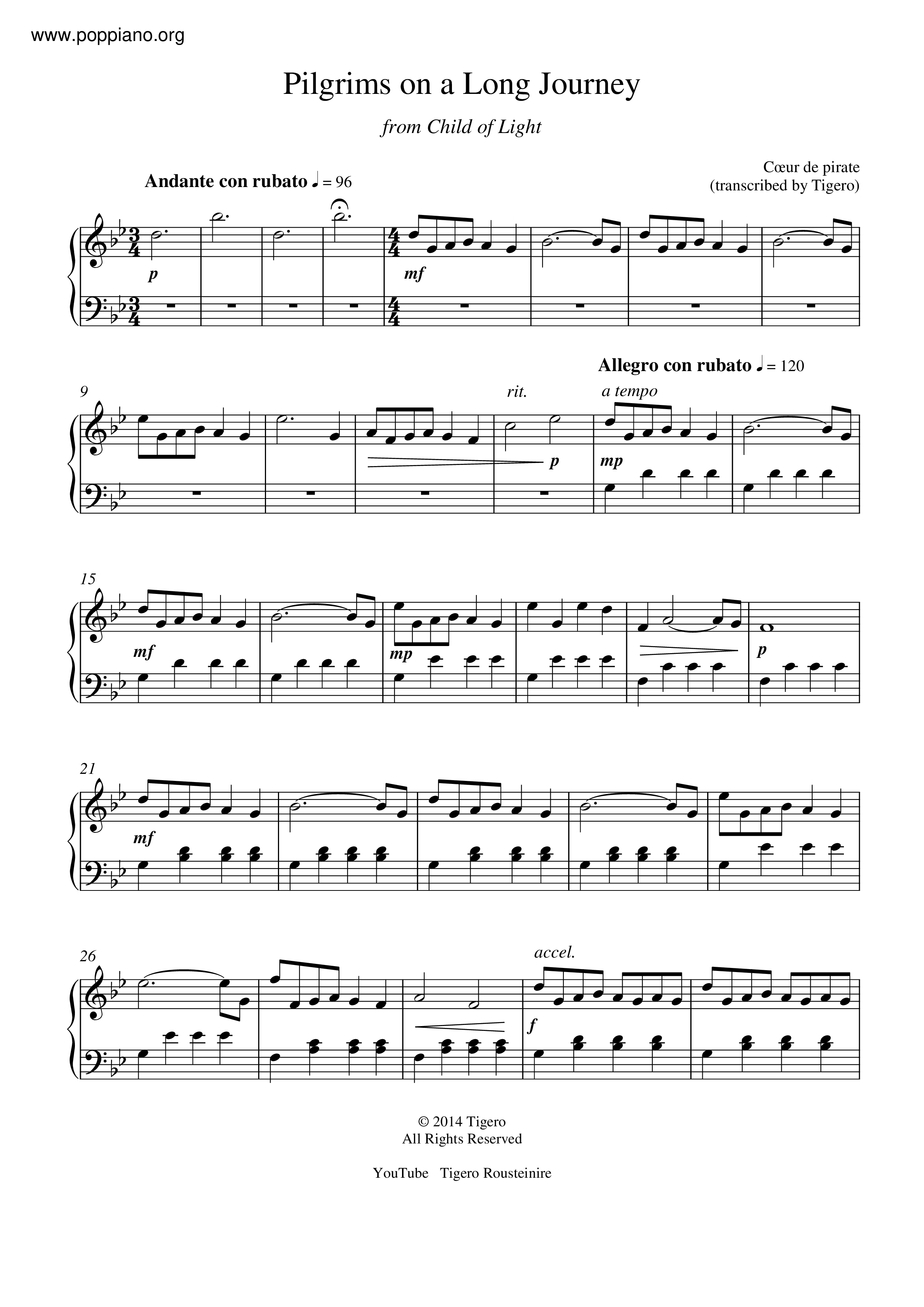 Pilgrims On A Long Journey Score