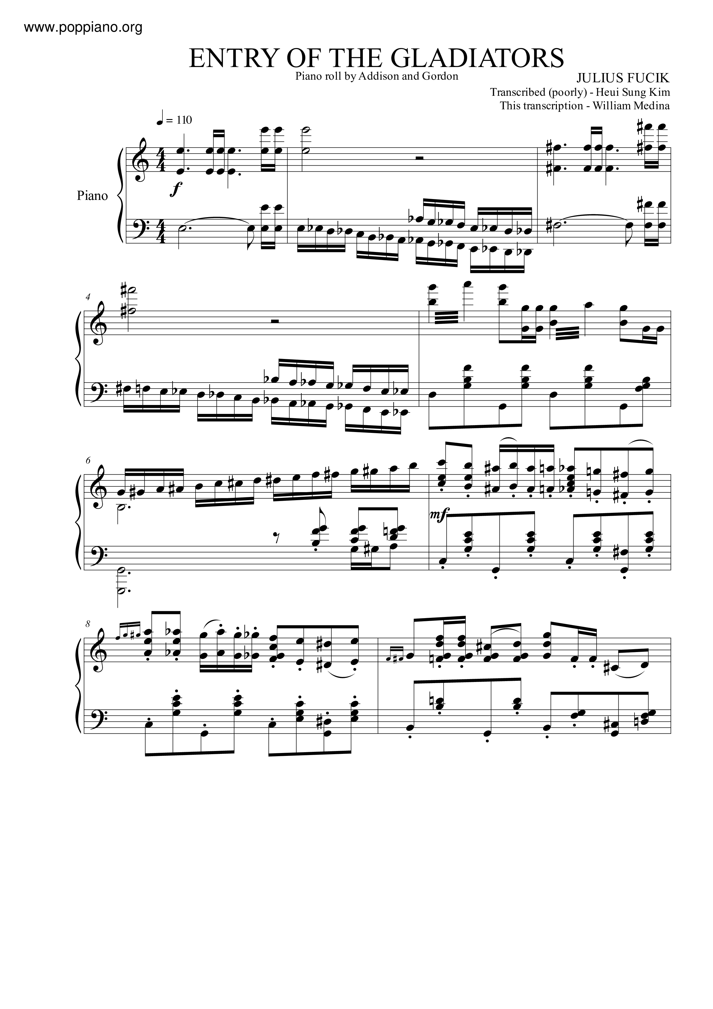 Entry Of The Gladiators Score