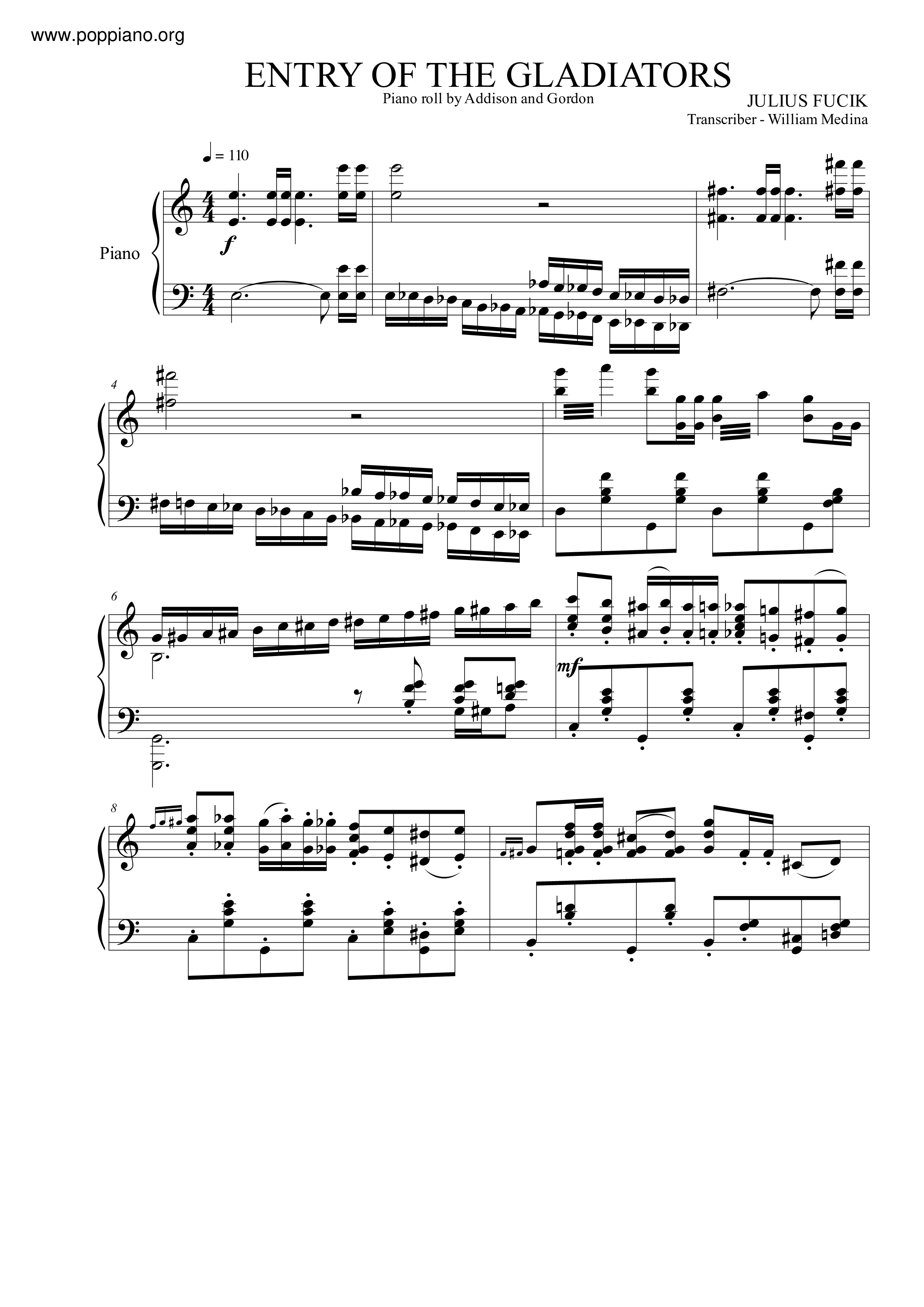 Entry Of The Gladiators Score